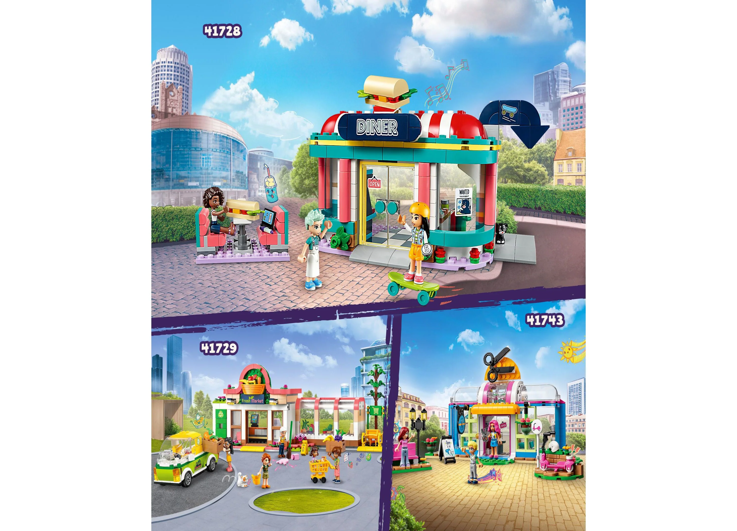 LEGO® Friends Heartlake Downtown Diner 41728 Toy Building Set with Liann, Aliya and Charli Figures - Image 6
