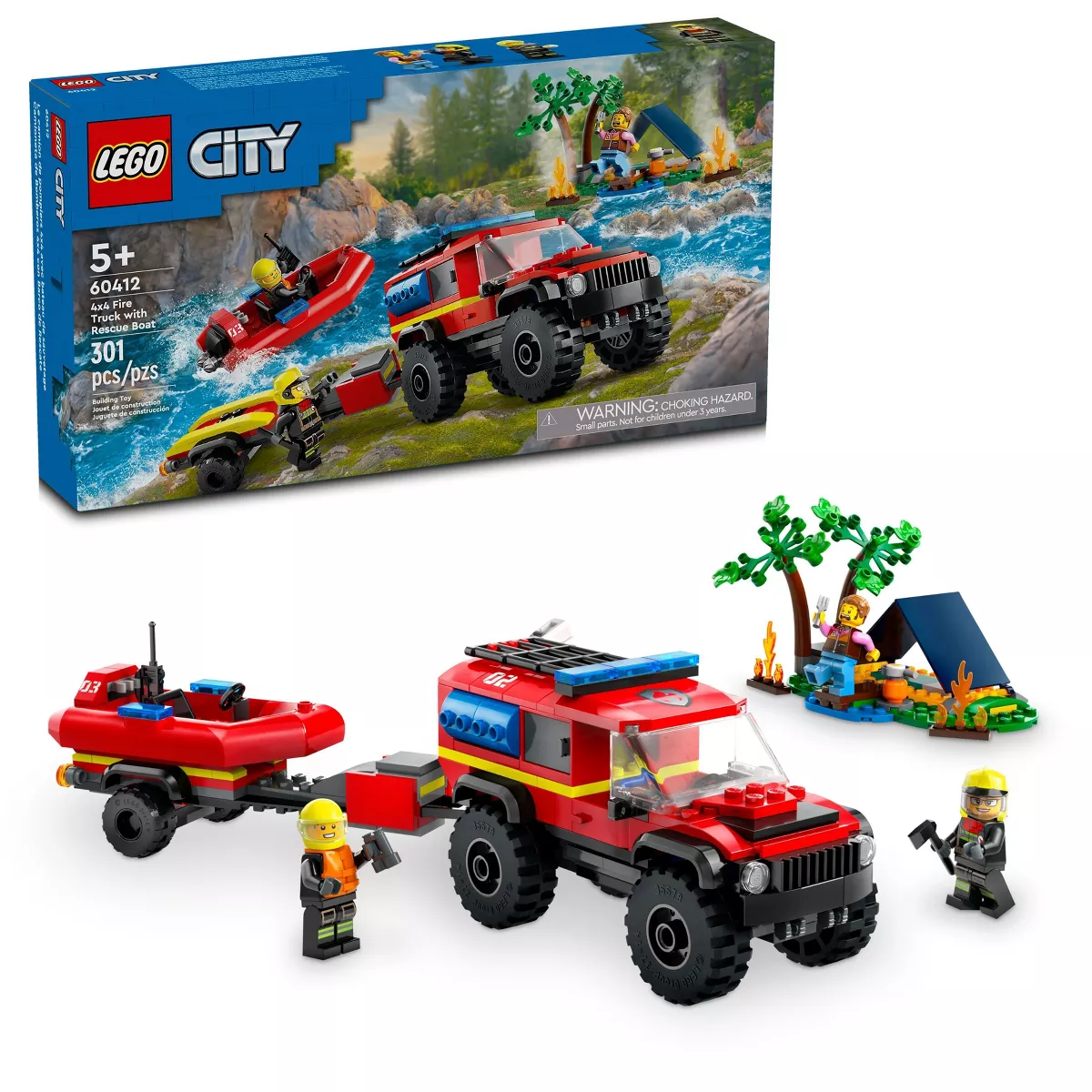 LEGO® City 4x4 Fire Truck and Rescue Boat Playset 60412