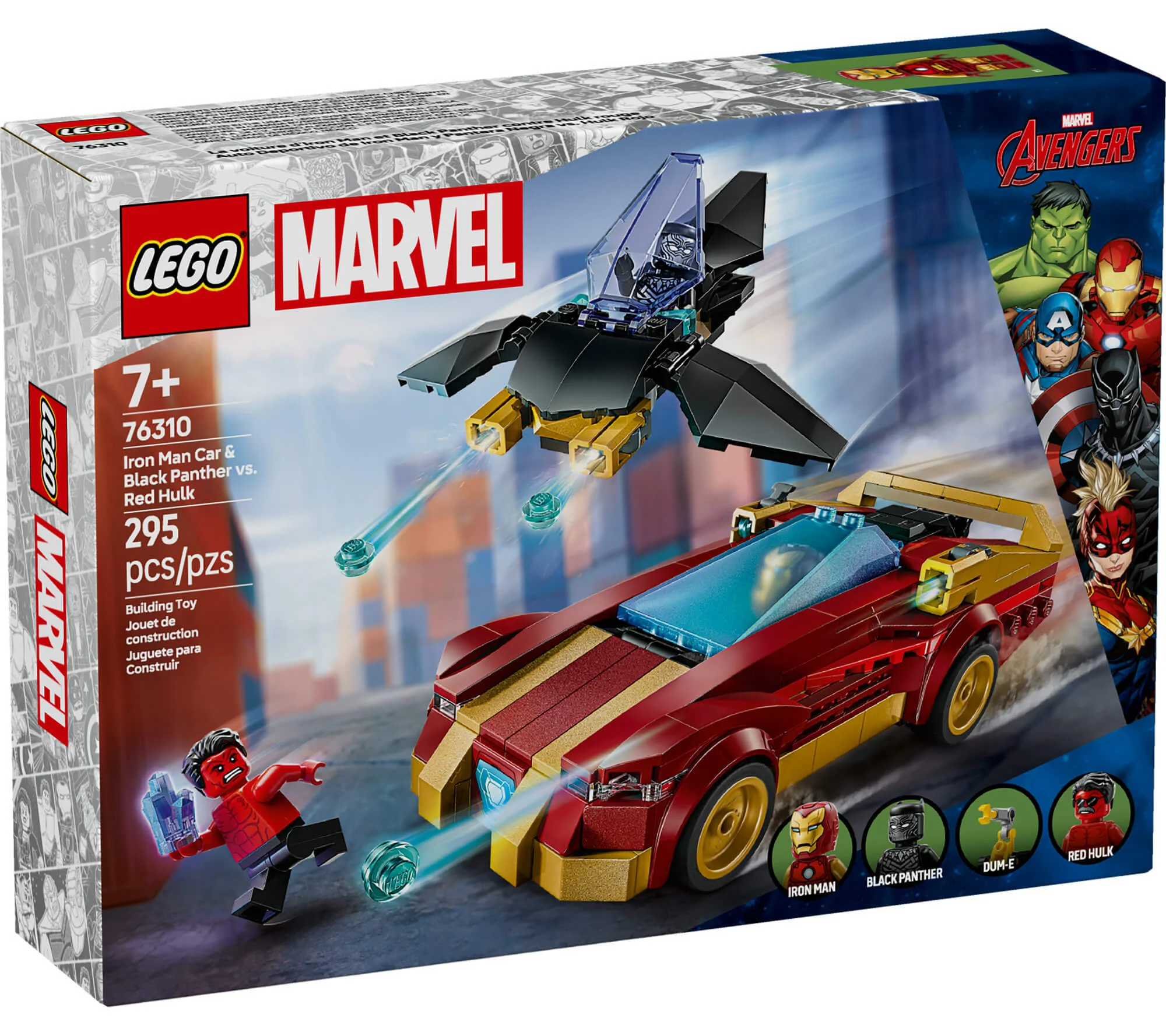 LEGO Marvel Super Heroes Iron Man Car & Black Panther vs. Red Hulk Playset 295 Pieces - Image 2