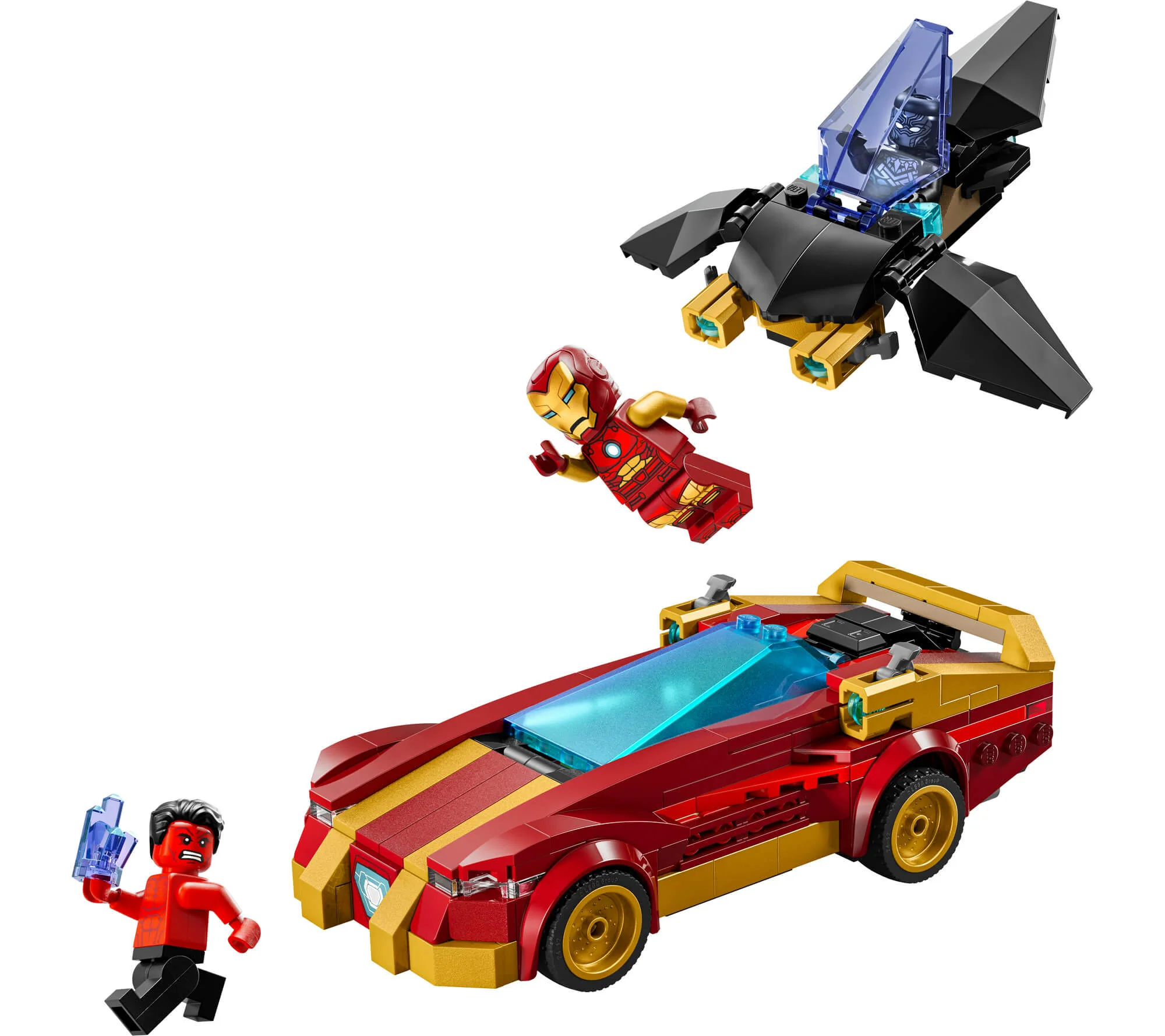LEGO Marvel Super Heroes Iron Man Car & Black Panther vs. Red Hulk Playset 295 Pieces - Image 3
