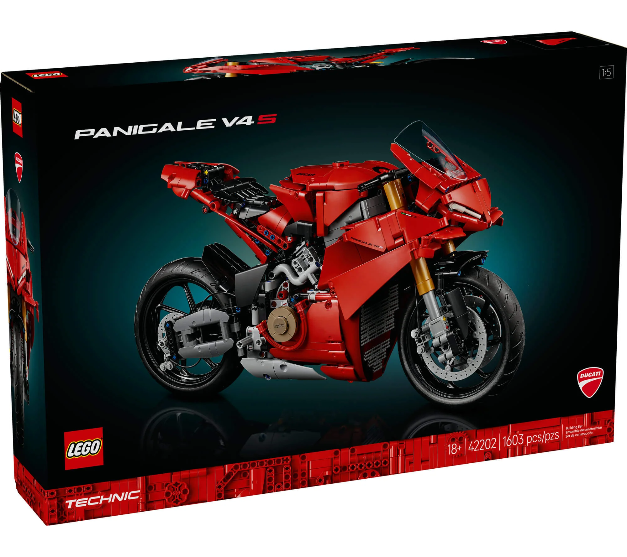 LEGO Technic Ducati Panigale V4 S Motorcycle Model 1,603 Pieces - Iconic Red - Image 2