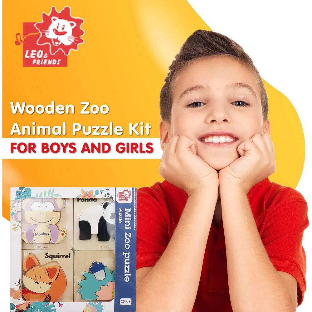 LEO & FRIENDS Mini Zoo 25pc Wooden Puzzle Set - Image 2