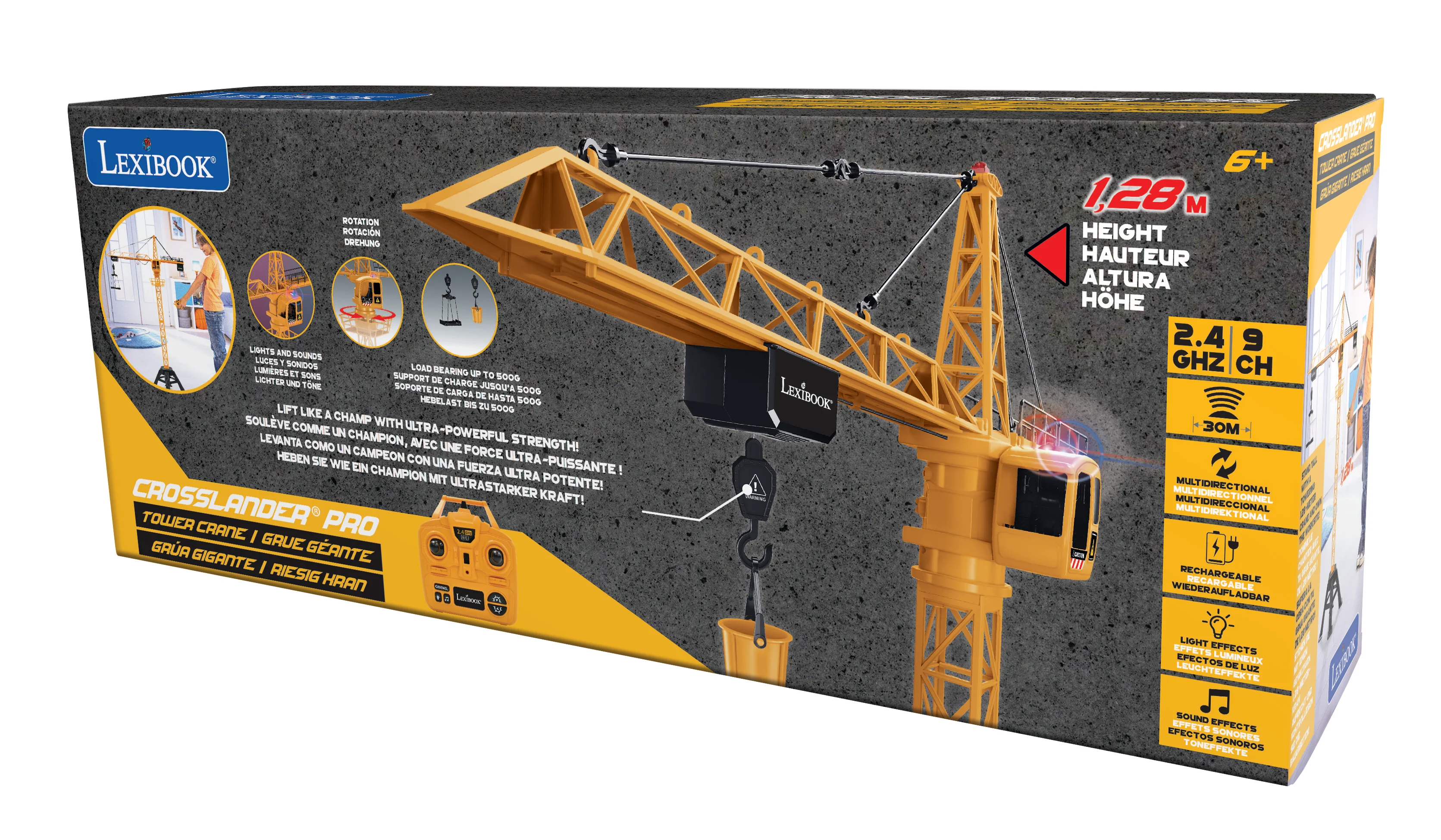 LEXIBOOK CROSSLANDER® PRO TOWER CRANE - Get busy on the building site with this large remote-controlled crane featuring dynamics sounds and effects! - Image 7