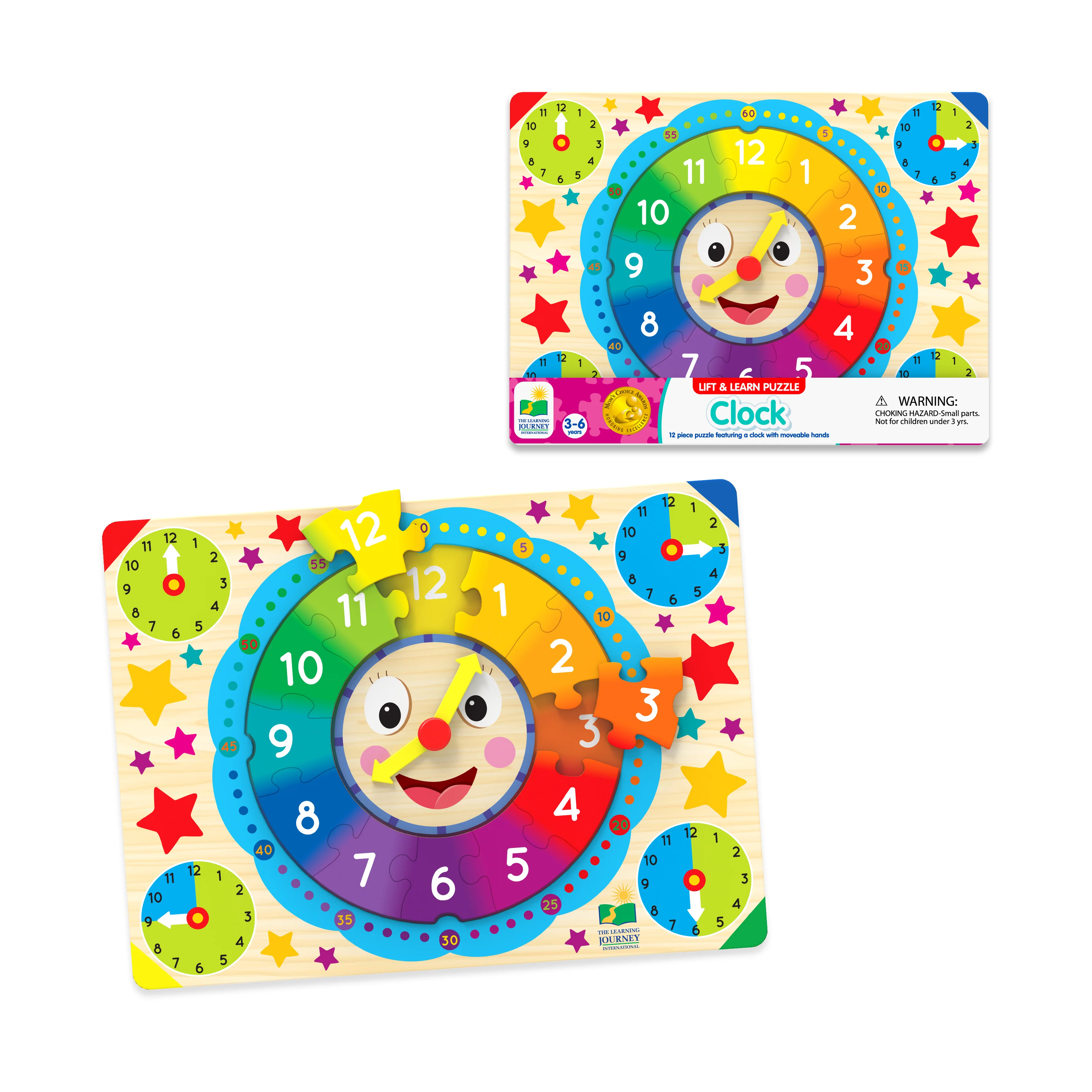 Colorful Time-Telling Lift & Learn Clock Puzzle - 12 pc - Image 3