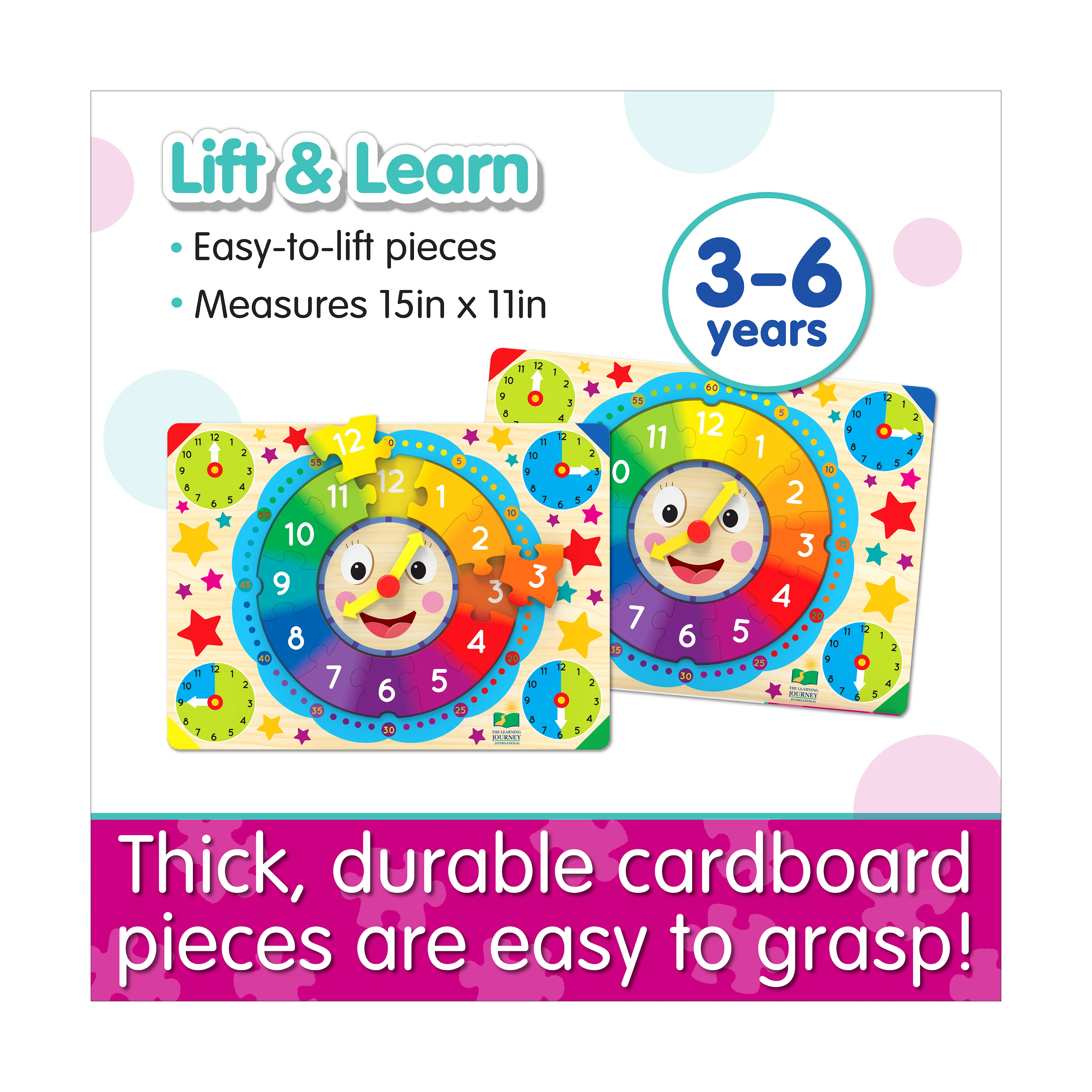Colorful Time-Telling Lift & Learn Clock Puzzle - 12 pc - Image 5