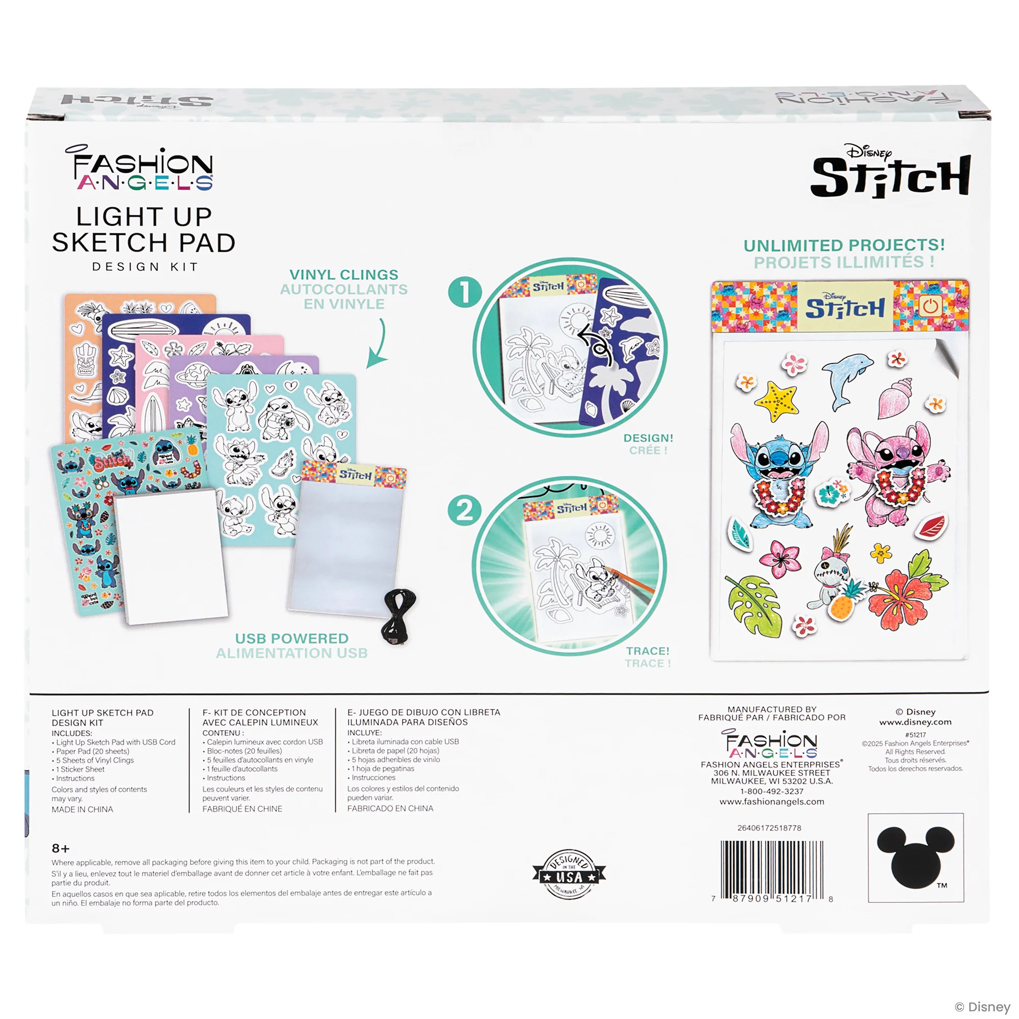 Fashion Angels Disney Stitch Light-Up Sketch Pad With Reusable Clings - Image 4