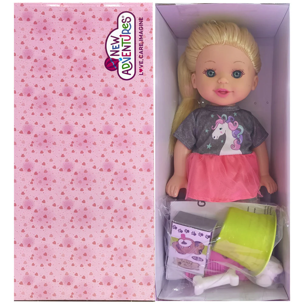 Lil Tots 14" Unicorn-Themed Talking Pet Grooming Playset with Doll - Pink/Grey/Green - Image 7