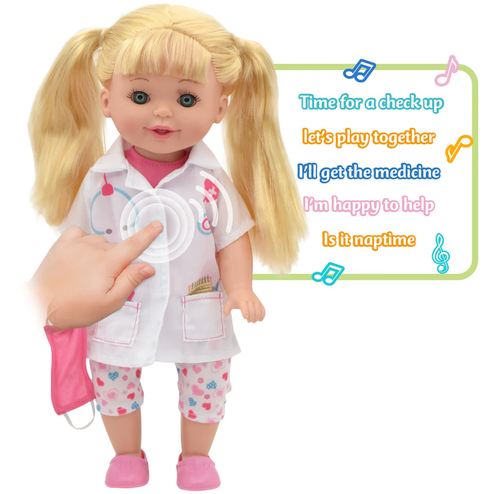 Lil Tots Talking Doctor Playset - 14" Blonde Doll with Pink & White Outfit - Image 2