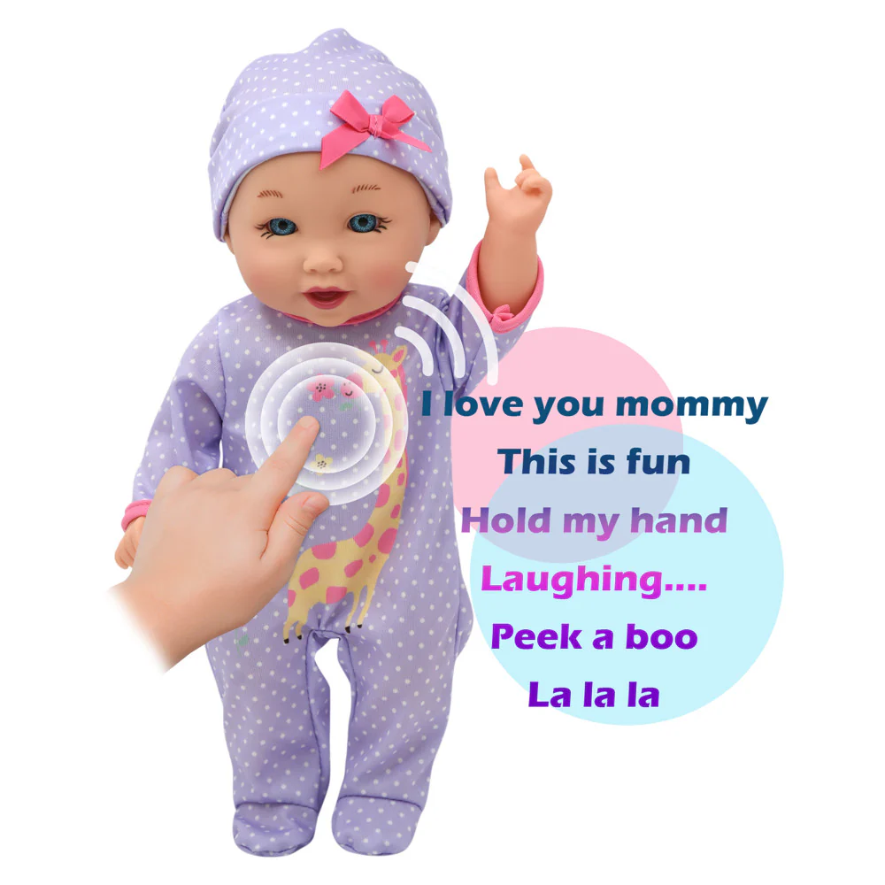 Little Darlings 12-inch Talking Playtime Doll - Purple and Pink with Giraffe Accents - Image 4