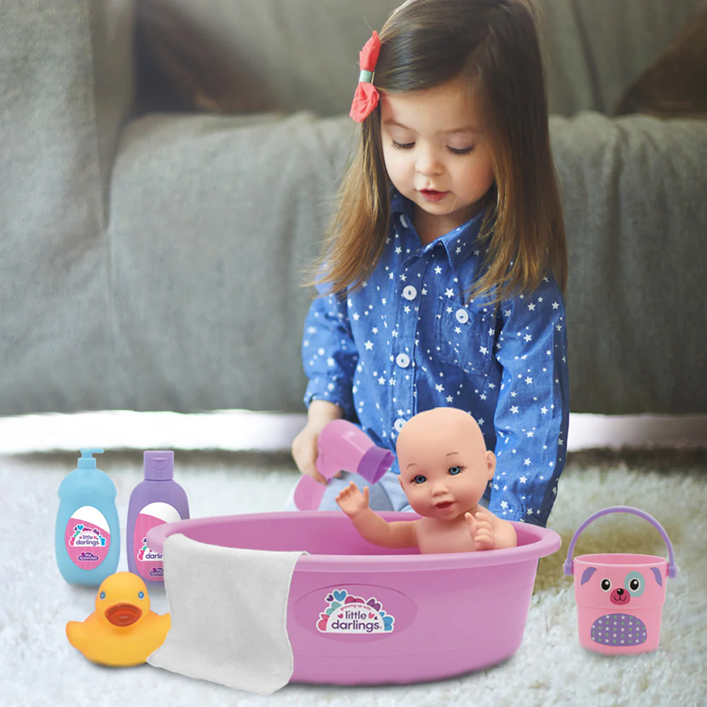 Little Darlings 12-inch Wash N' Play Baby Set with Unicorn Cover-Up - Image 3