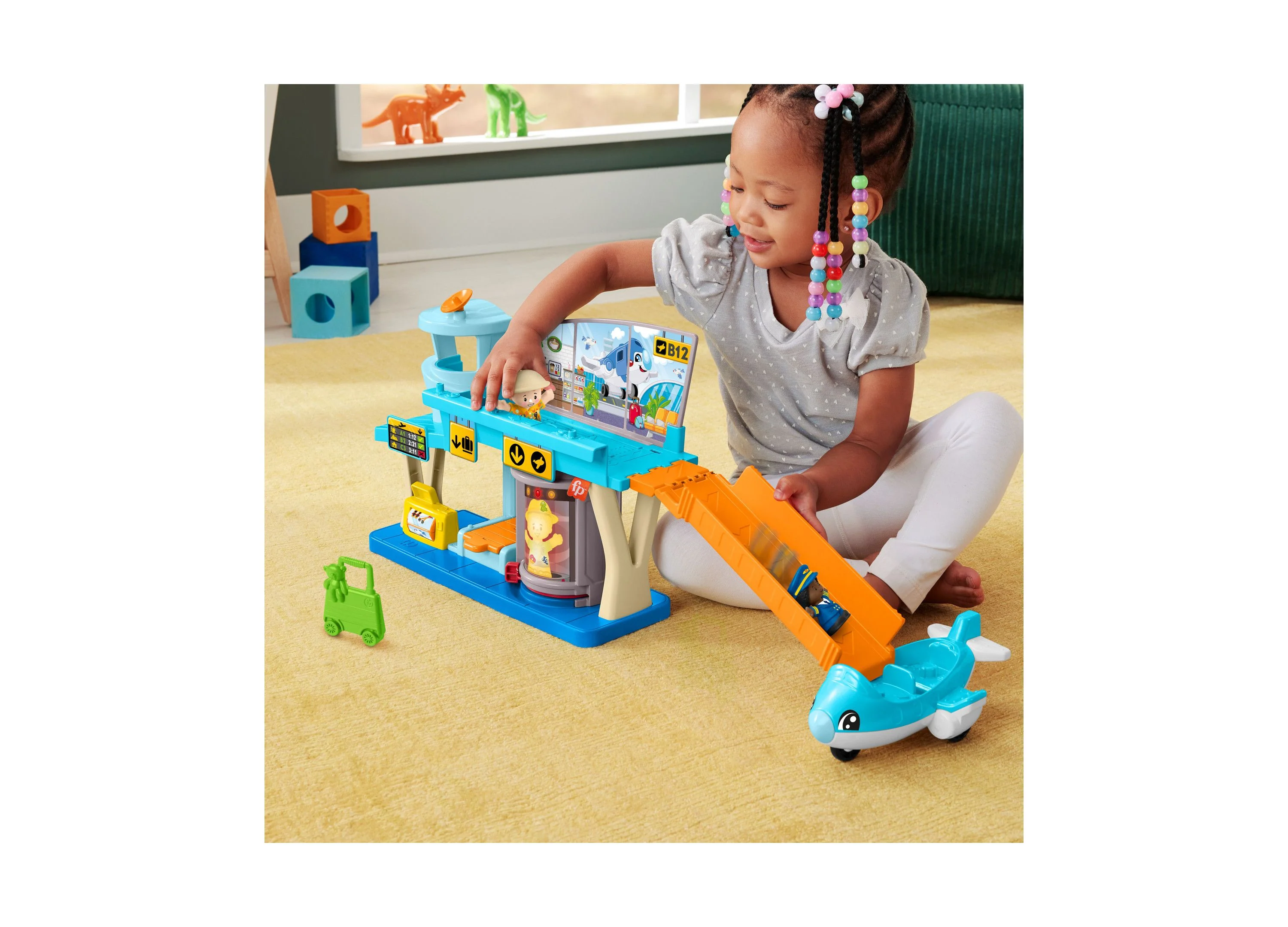 Fisher-Price Little People Everyday Adventures Airport Playset with Airplane and Figures - Image 3