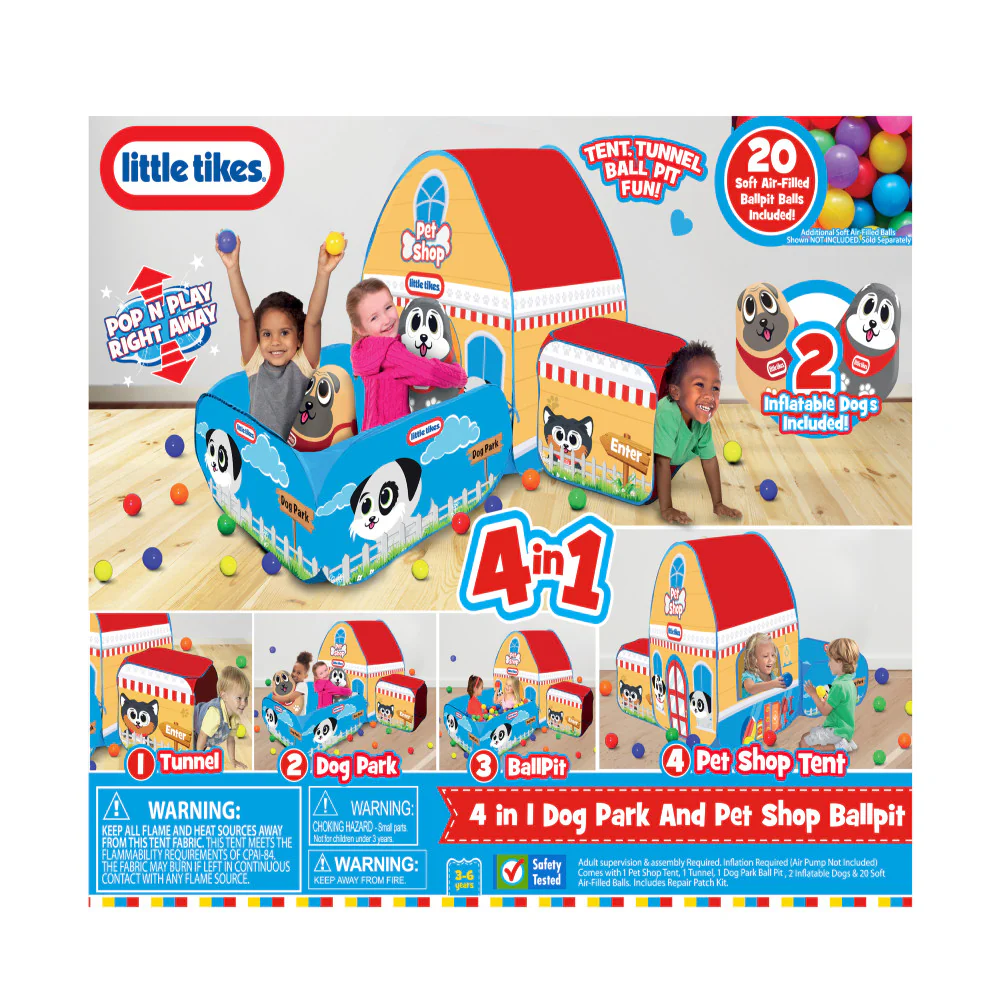 Little Tikes 4-In-1 Dog Park & Pet Shop Playset with Ballpit - Image 4