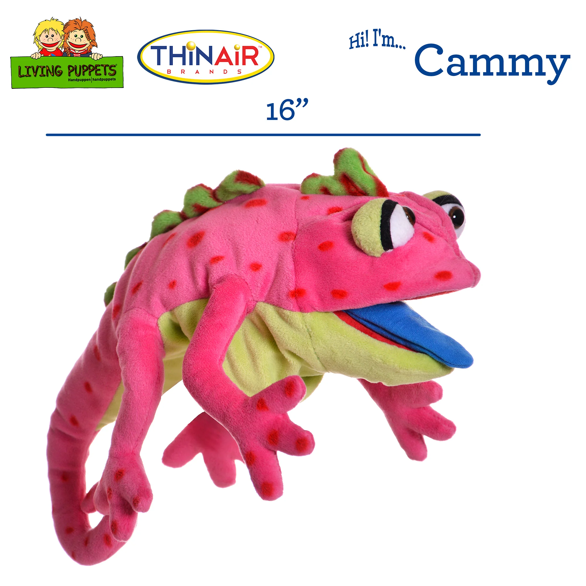 Living Puppets Cammy The Pink Chameleon - 16" Plush Hand Puppet - Image 2
