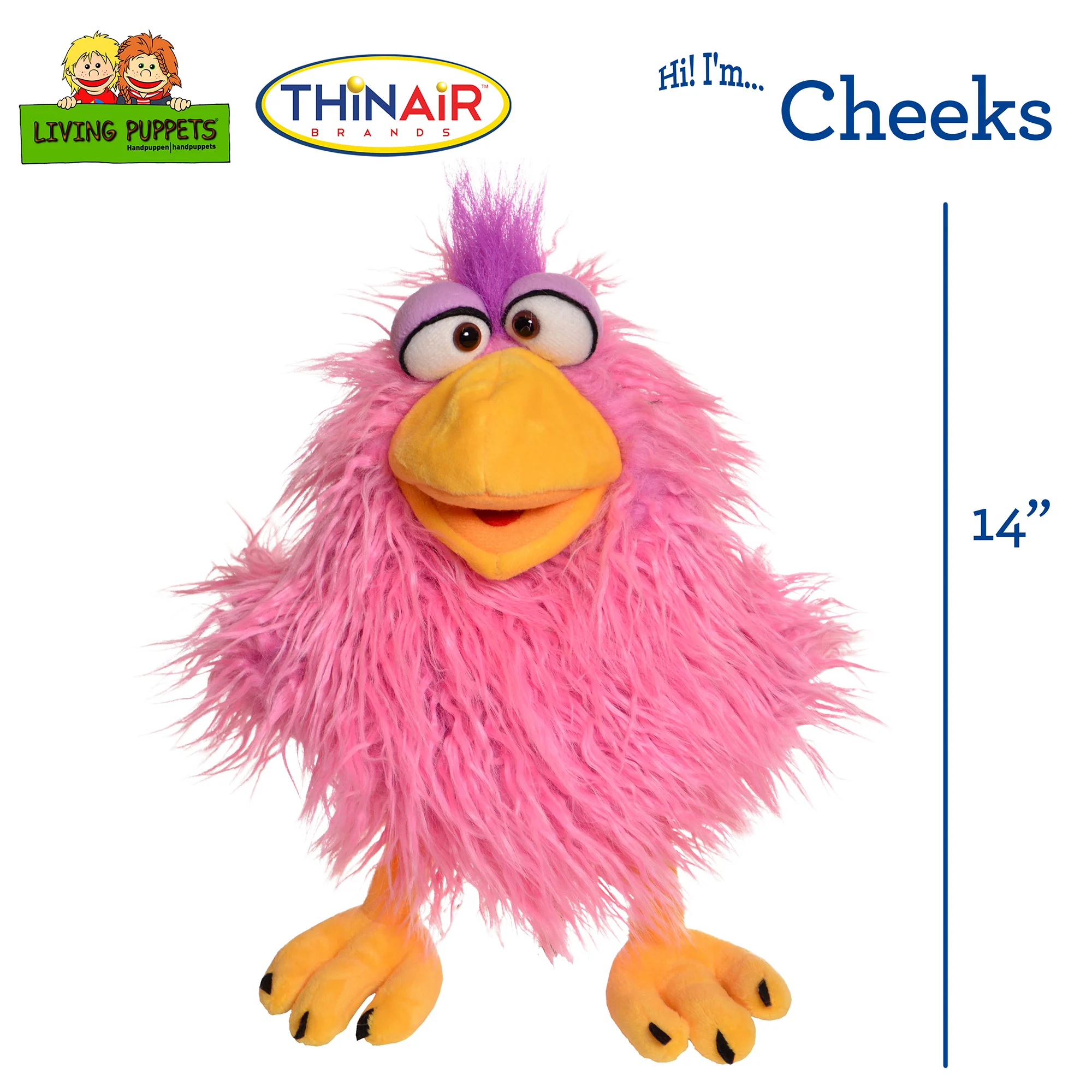 Living Puppets Cheeks The Pink Chicken Hand Puppet - 14" Plush - Image 2