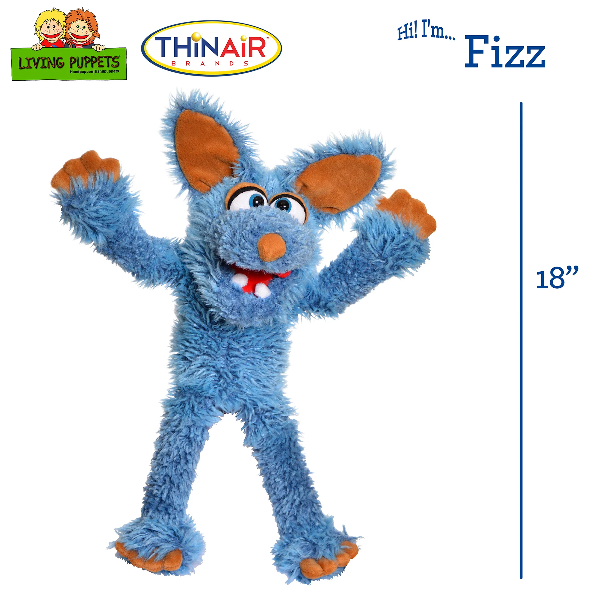 Living Puppets Handmade Fizz The Blue Dog Plush Hand Puppet - Image 2