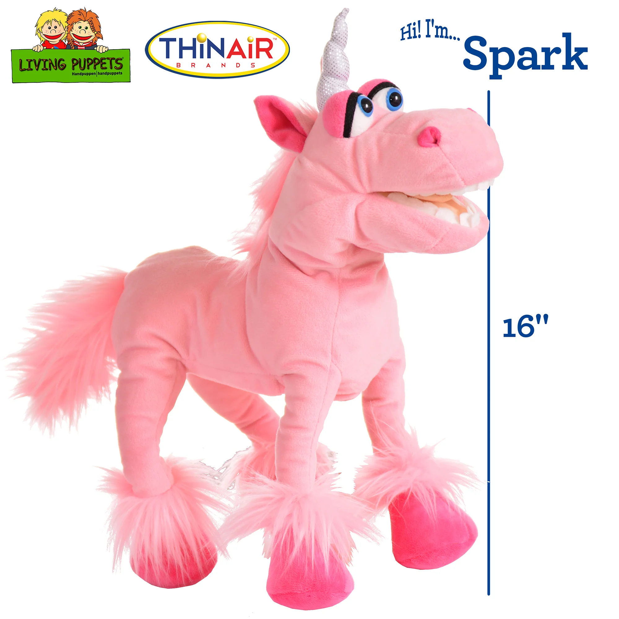 Living Puppets Spark The Pink Unicorn 16" Plush Hand Puppet - Image 2