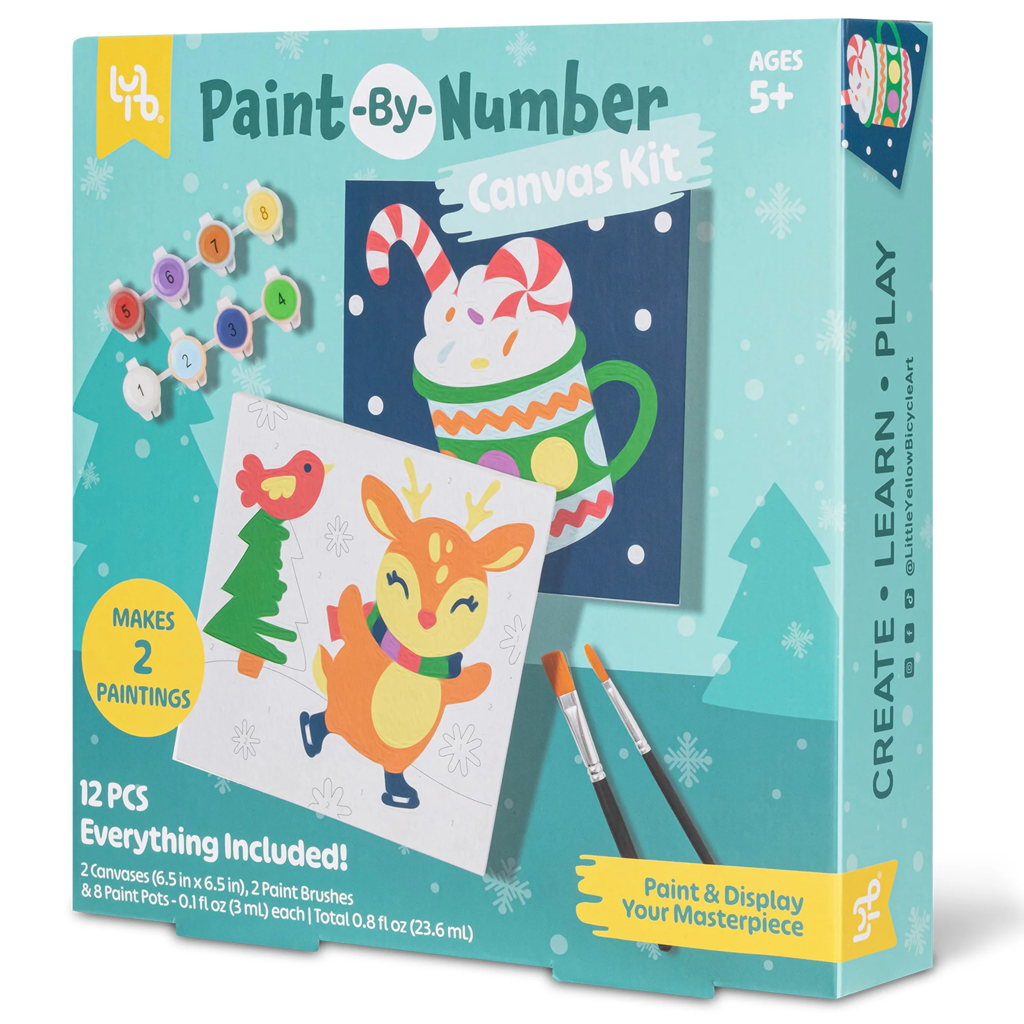 Little Yellow Bicycle Reindeer Paint-By-Number Kit With 2 Canvases - Image 5