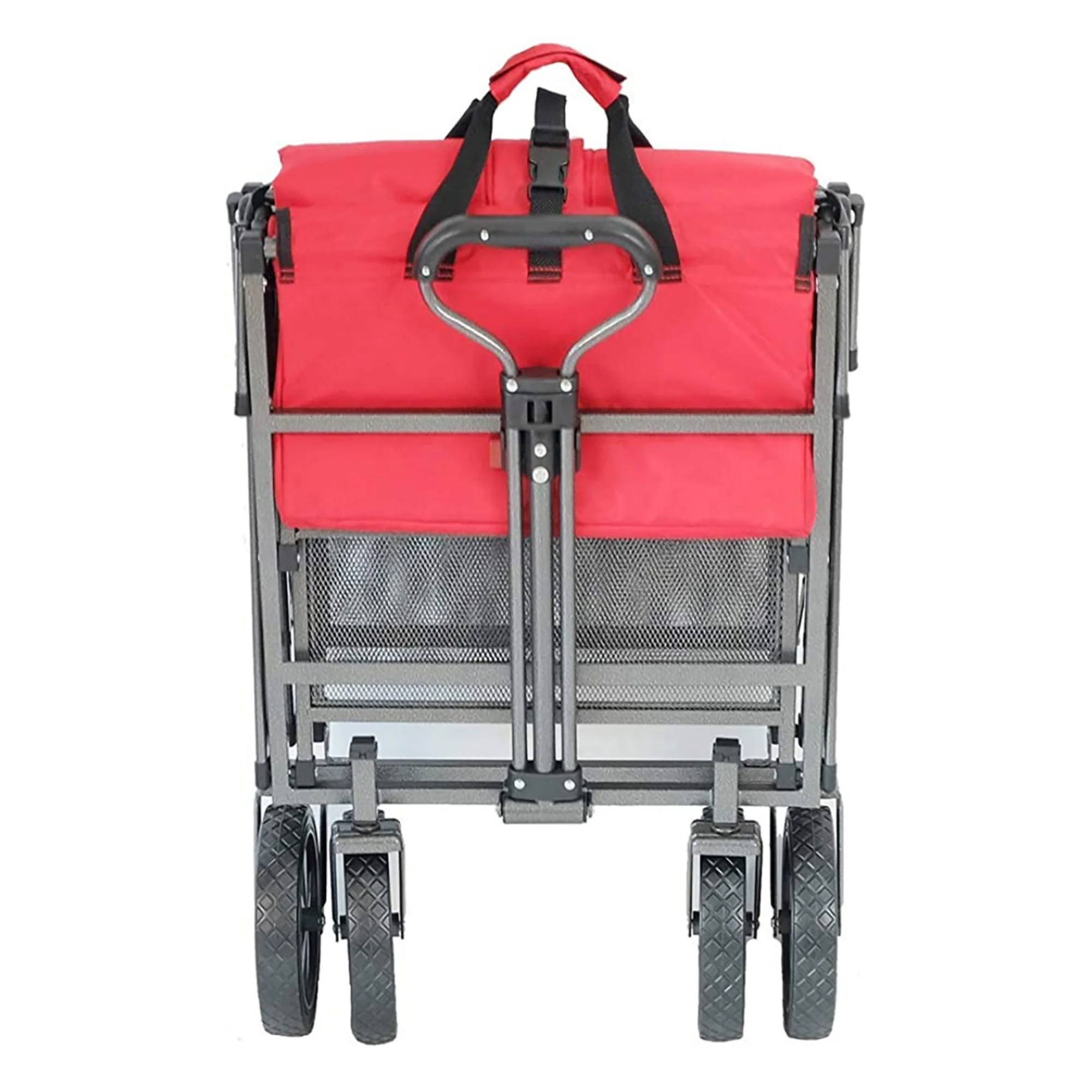 Mac Sports Double Decker Wagon: Red - Collapsible Outdoor Utility Garden Cart, 150 Lb Capacity - Image 3