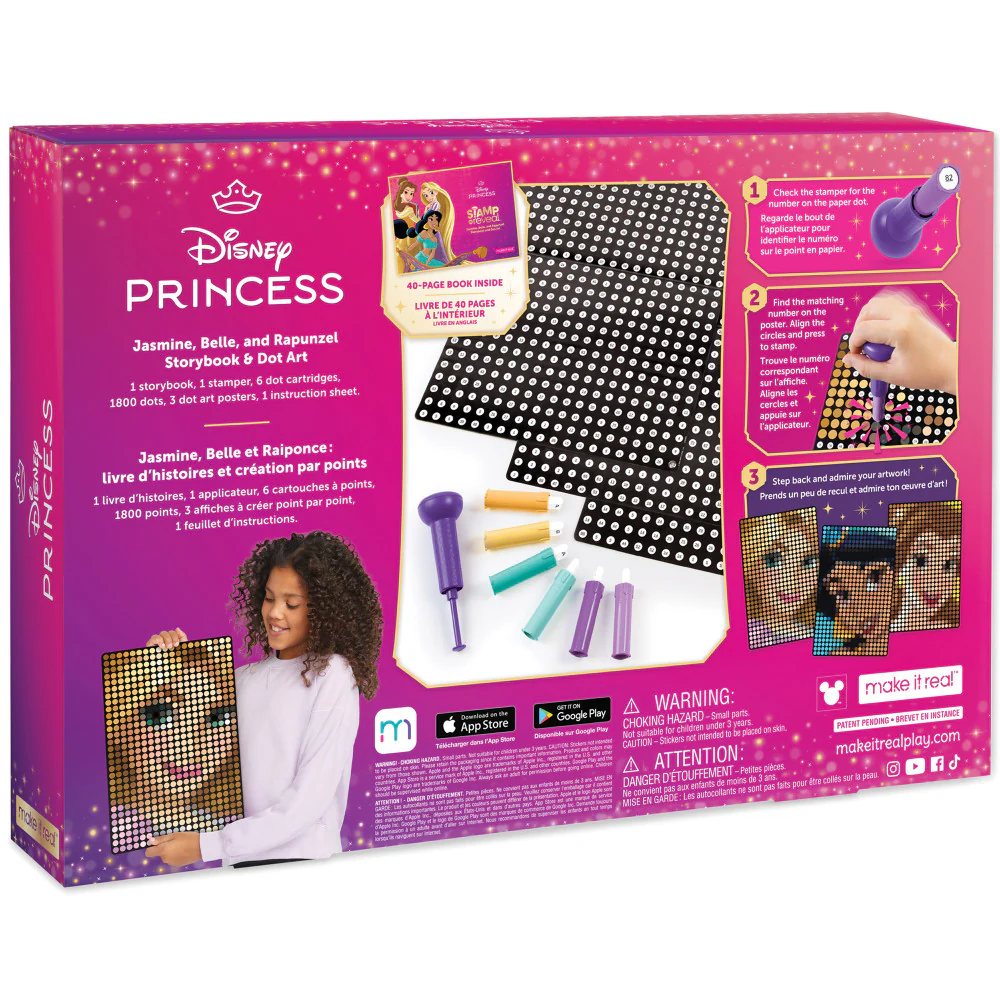 Make It Real Disney Princess Storybook Stamp and Dot Art Kit - Jasmine, Belle, Rapunzel - Image 2