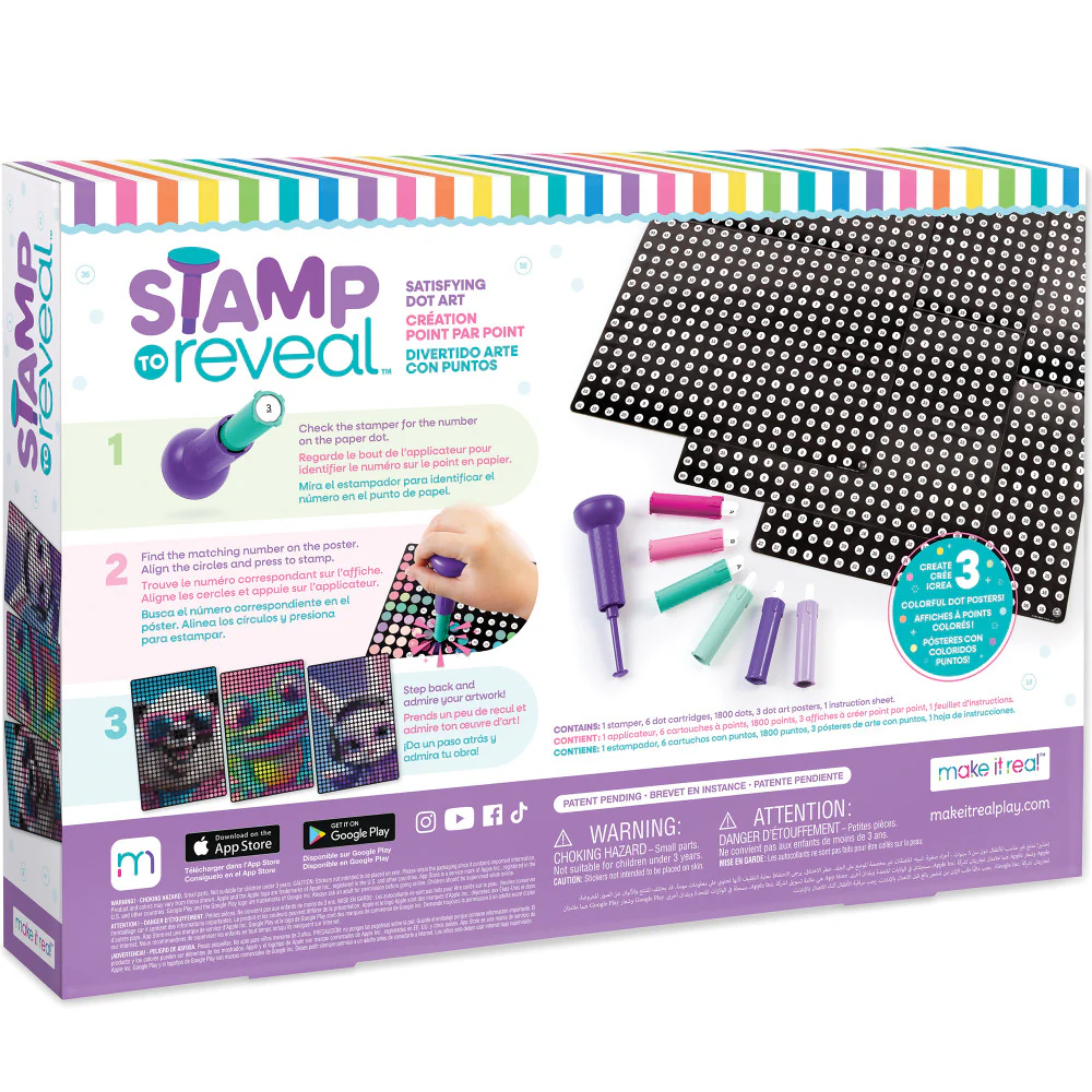 Make It Real Stamp to Reveal Dot Art Kit - DJ Bunny, Frog Princess, Chillin Panda - Image 2