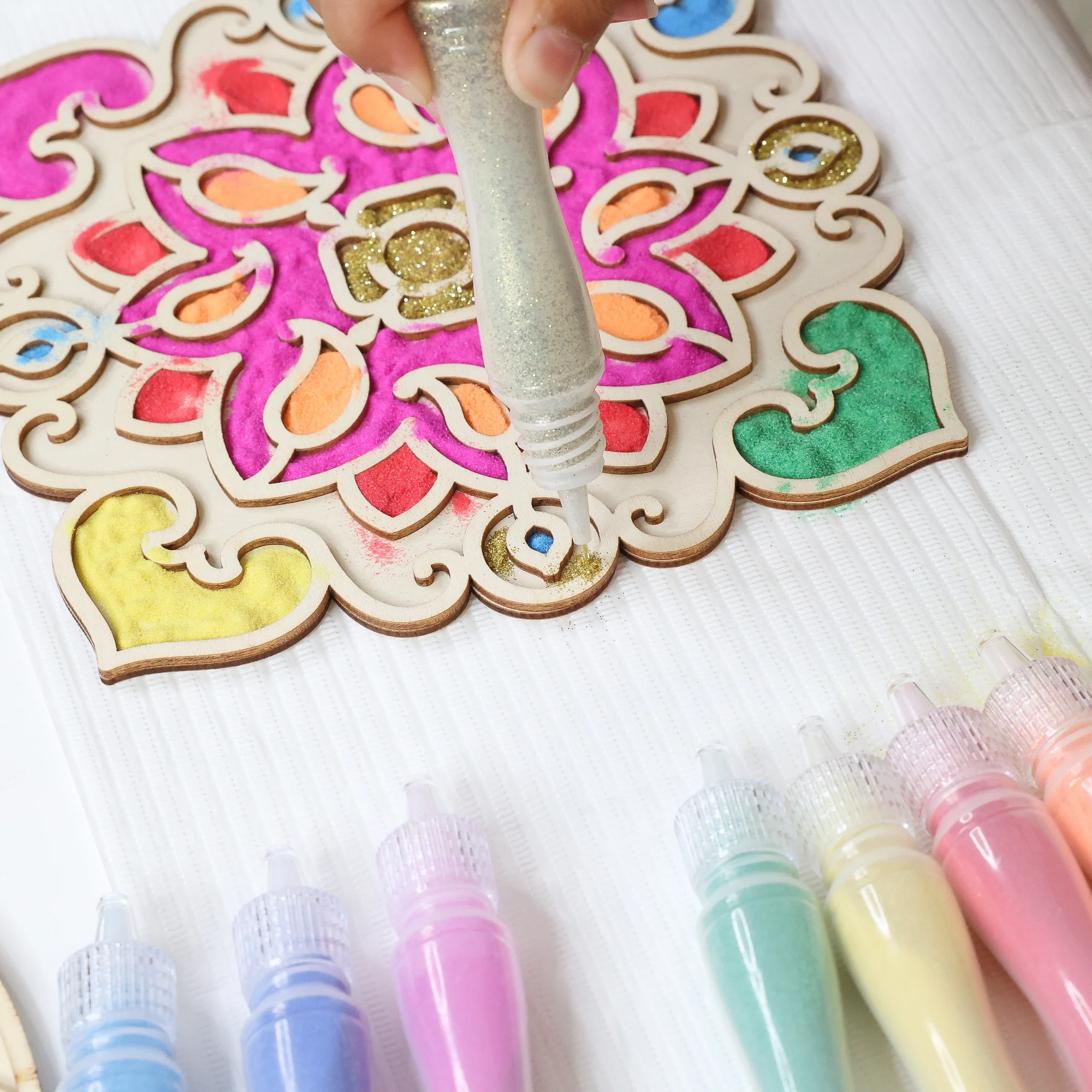 Kulture Khazana Wooden Rangoli 2-In-1 Sand Art & Paint Kit - Image 3