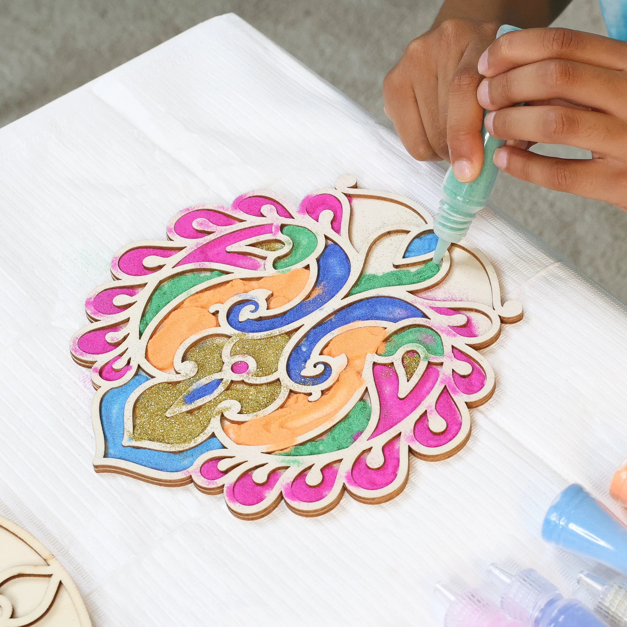 Kulture Khazana Wooden Rangoli 2-In-1 Sand Art & Paint Kit - Image 5
