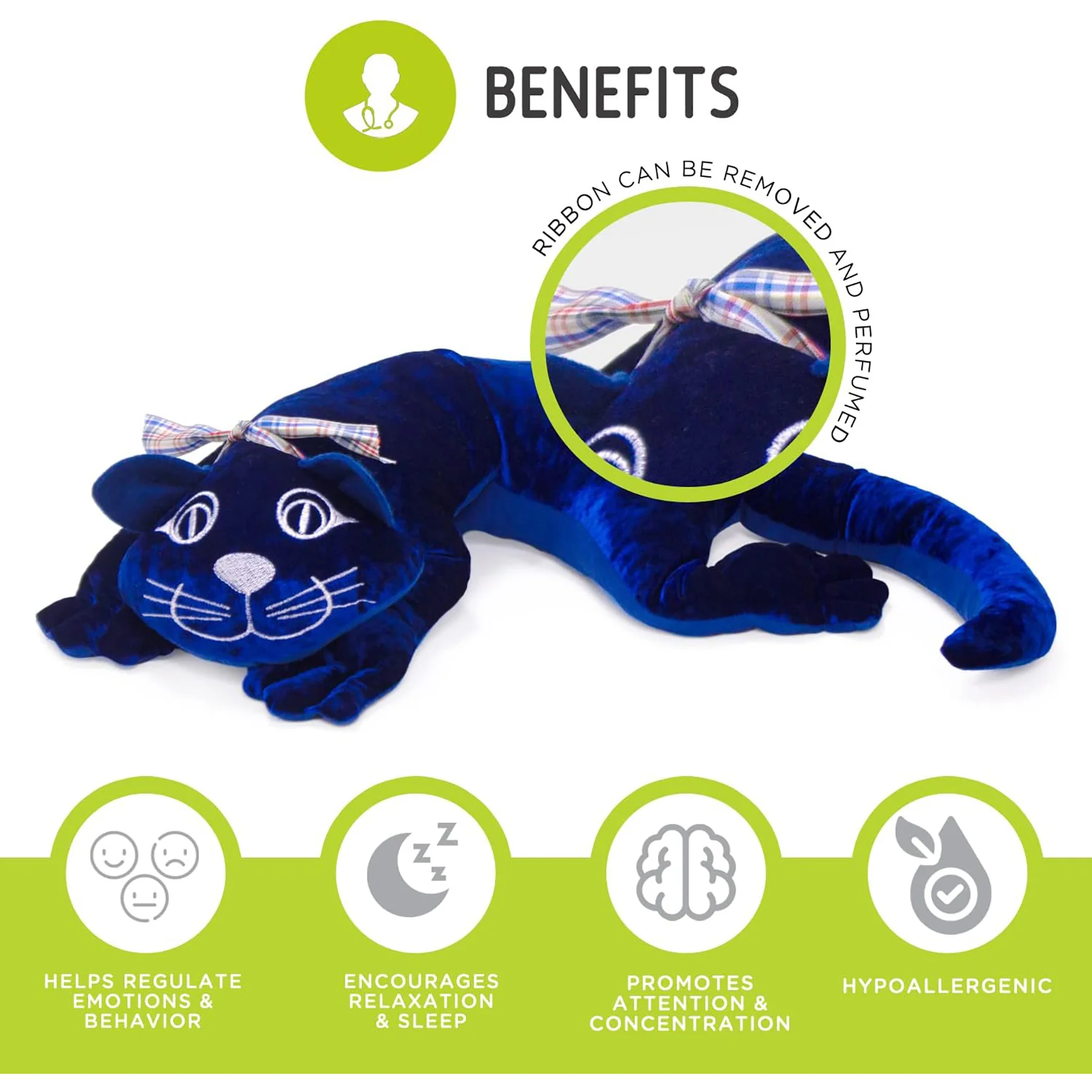 Manimo Soothing Weighted Cat Plush, 2.2 lb - Calming Companion - Image 2