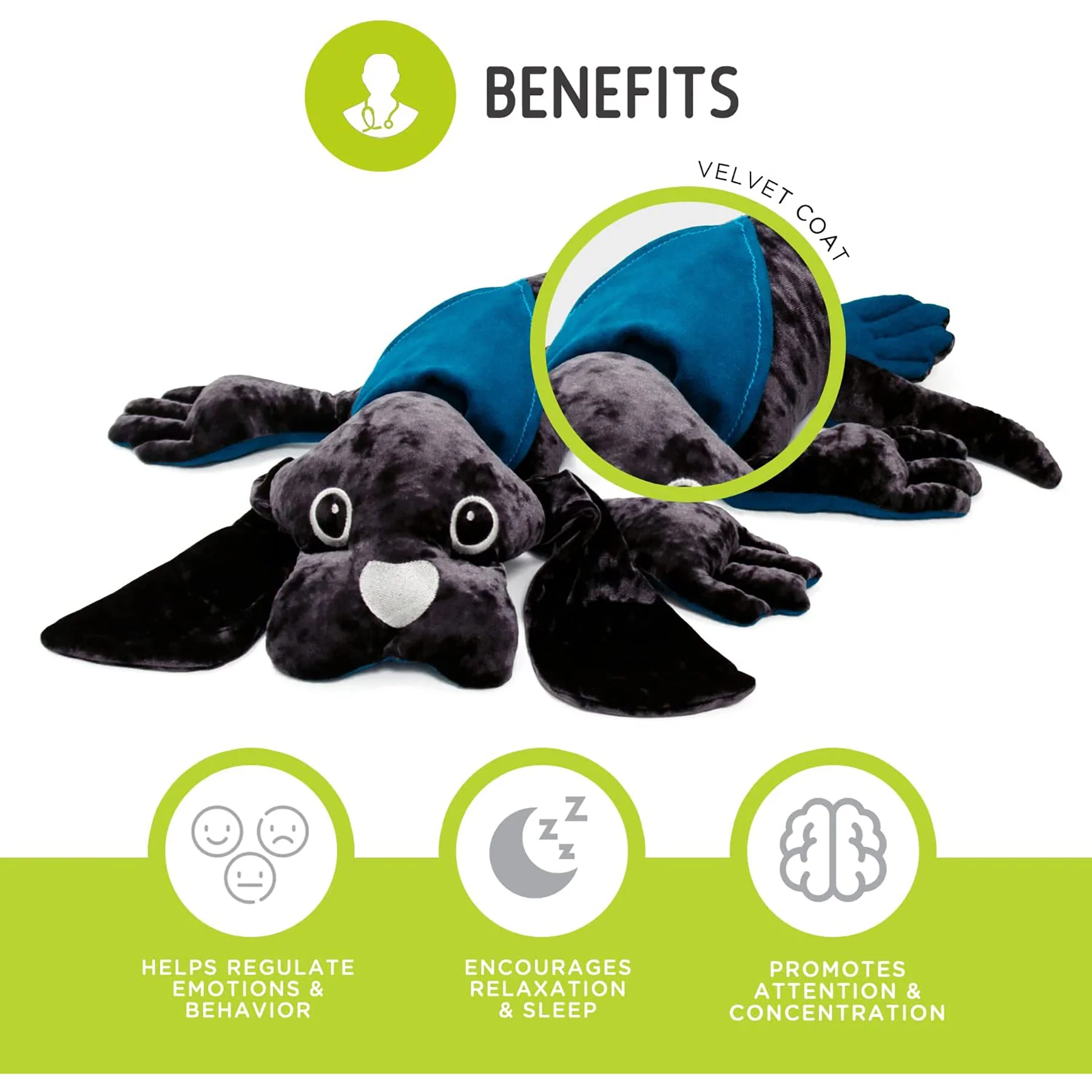 Manimo Velvet-Coated Weighted Therapy Dog, 4.4 lb - Comfort Companion - Image 2