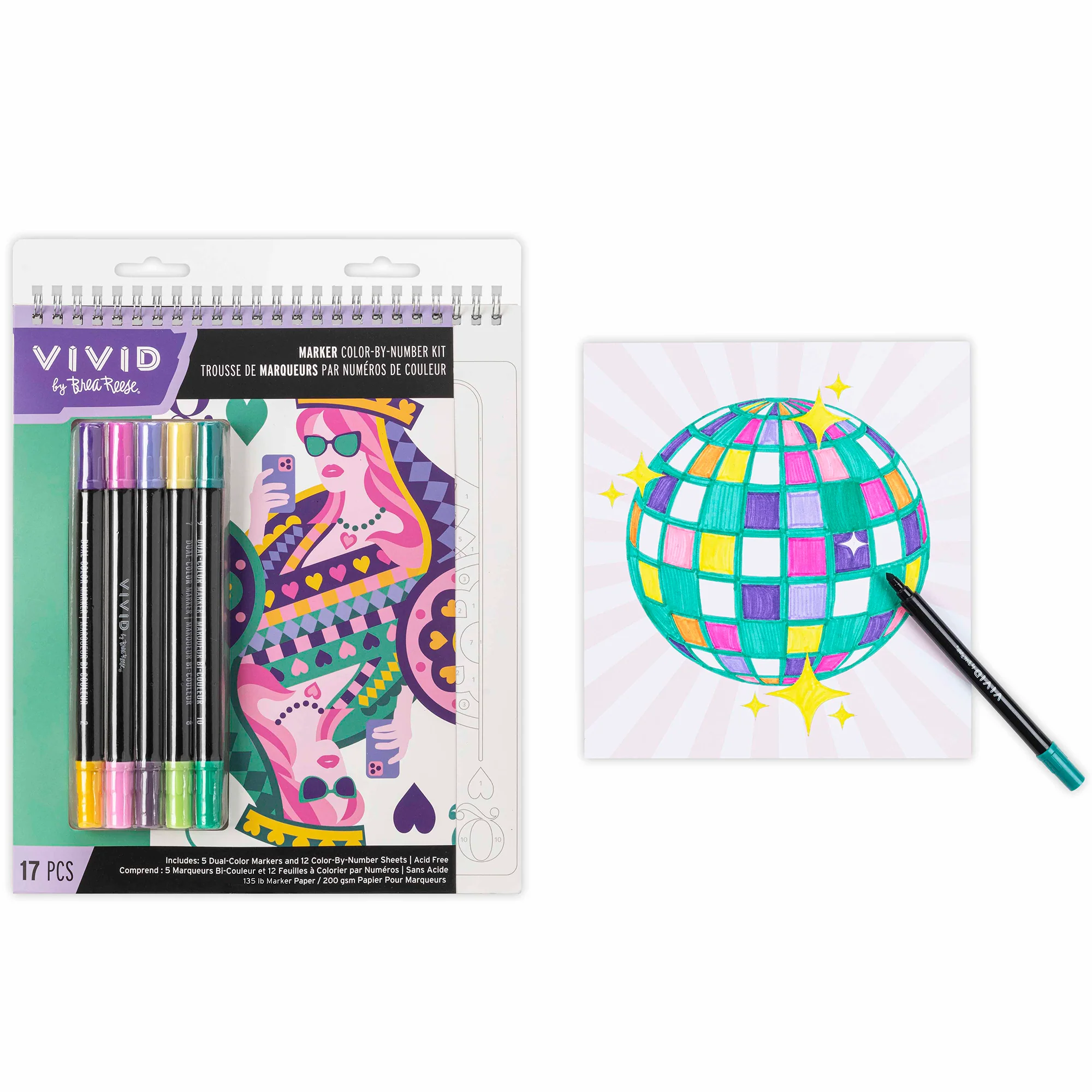 Vivid By Brea Reese Queen Of Hearts Color By Number Marker Pad With 12 Pages - Image 5