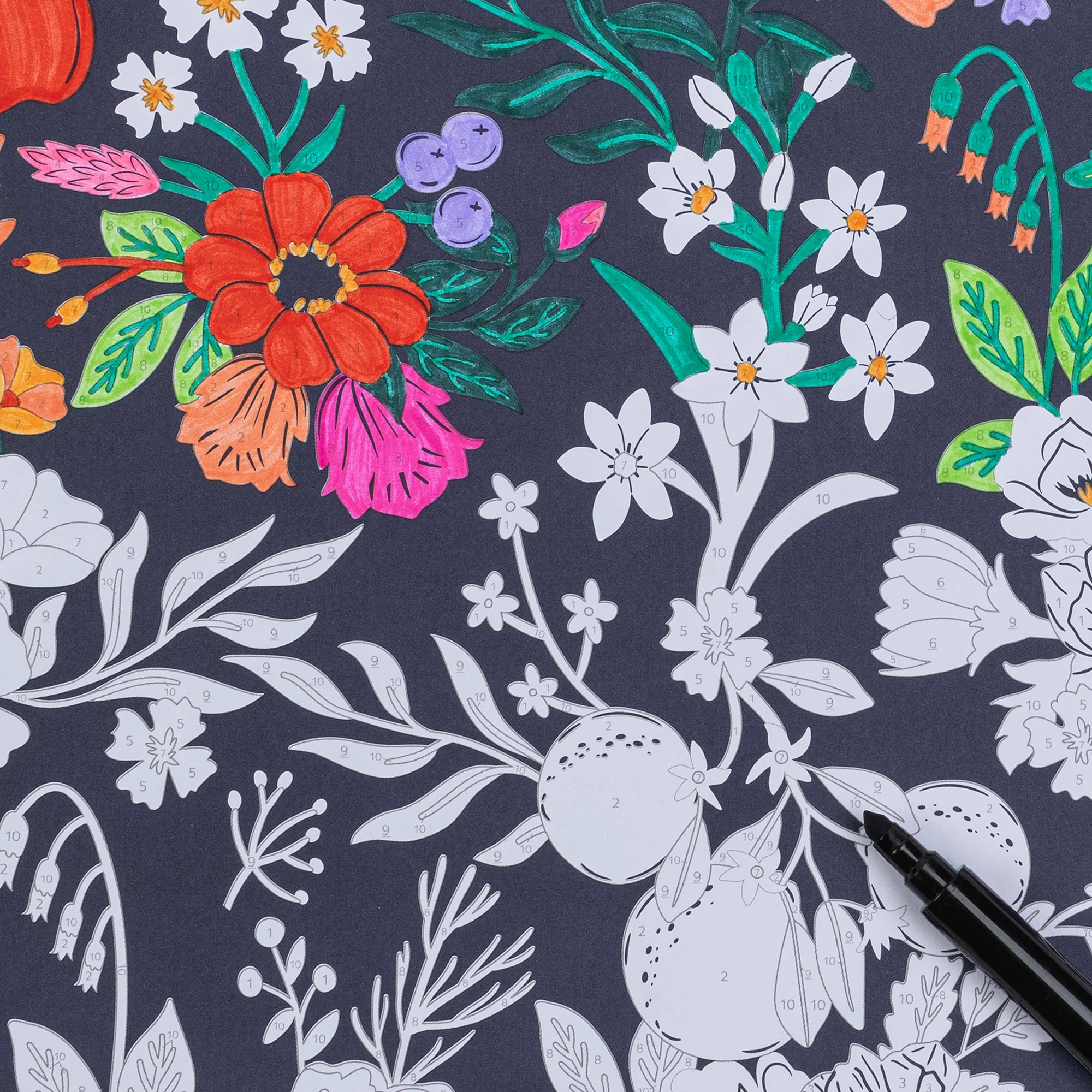 Whimsical Botanicals Color By Number Marker Pad - Image 4