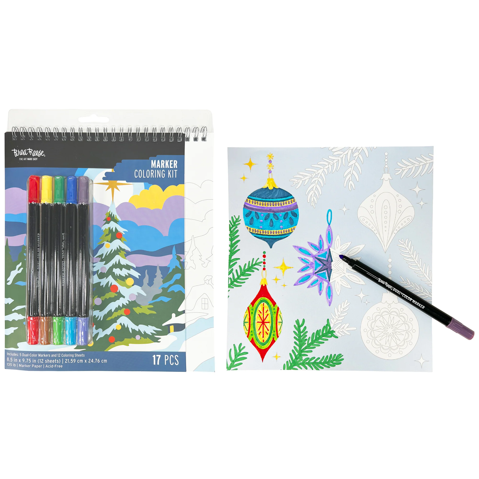 Vivid By Brea Reese Christmas Tree Marker Coloring Kit With 5 Dual-Color Markers - Image 5