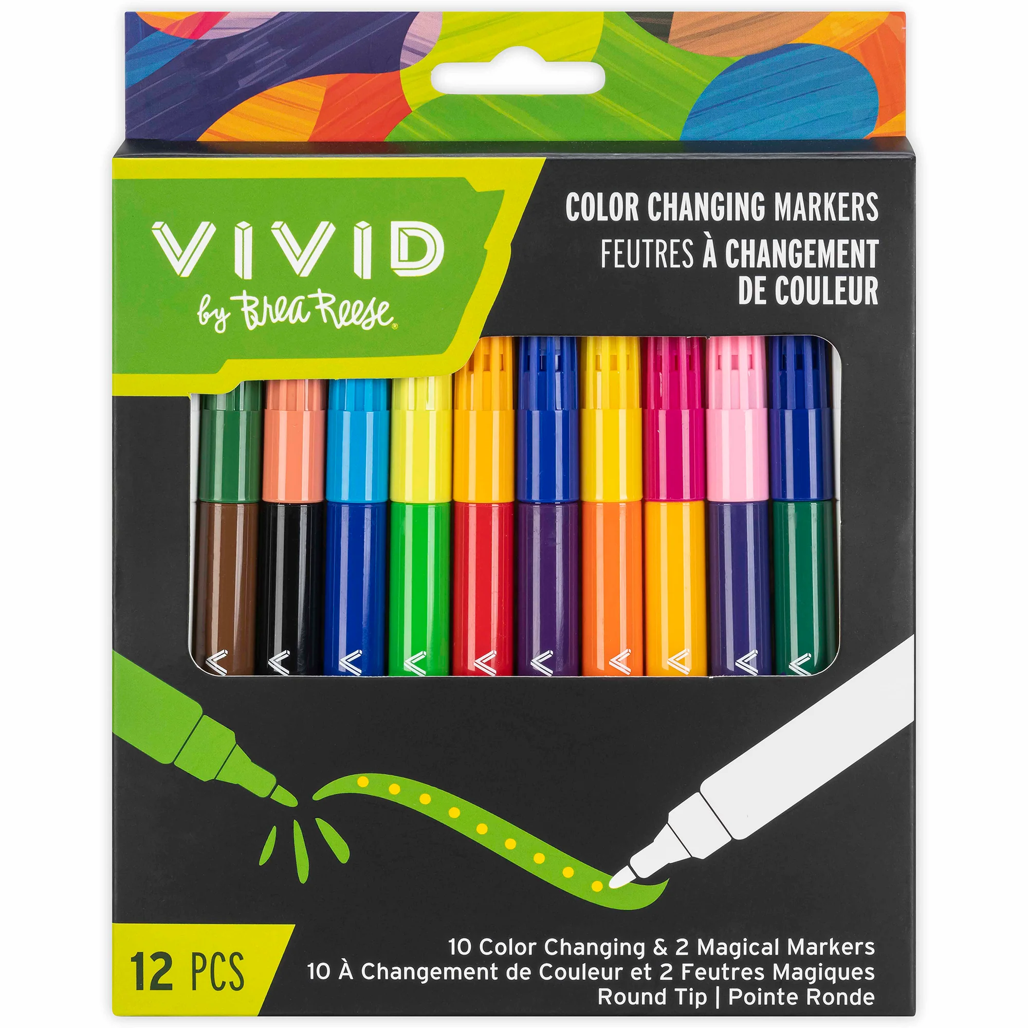 Color-Changing Markers 12-Piece Set With Dual-Ended Design