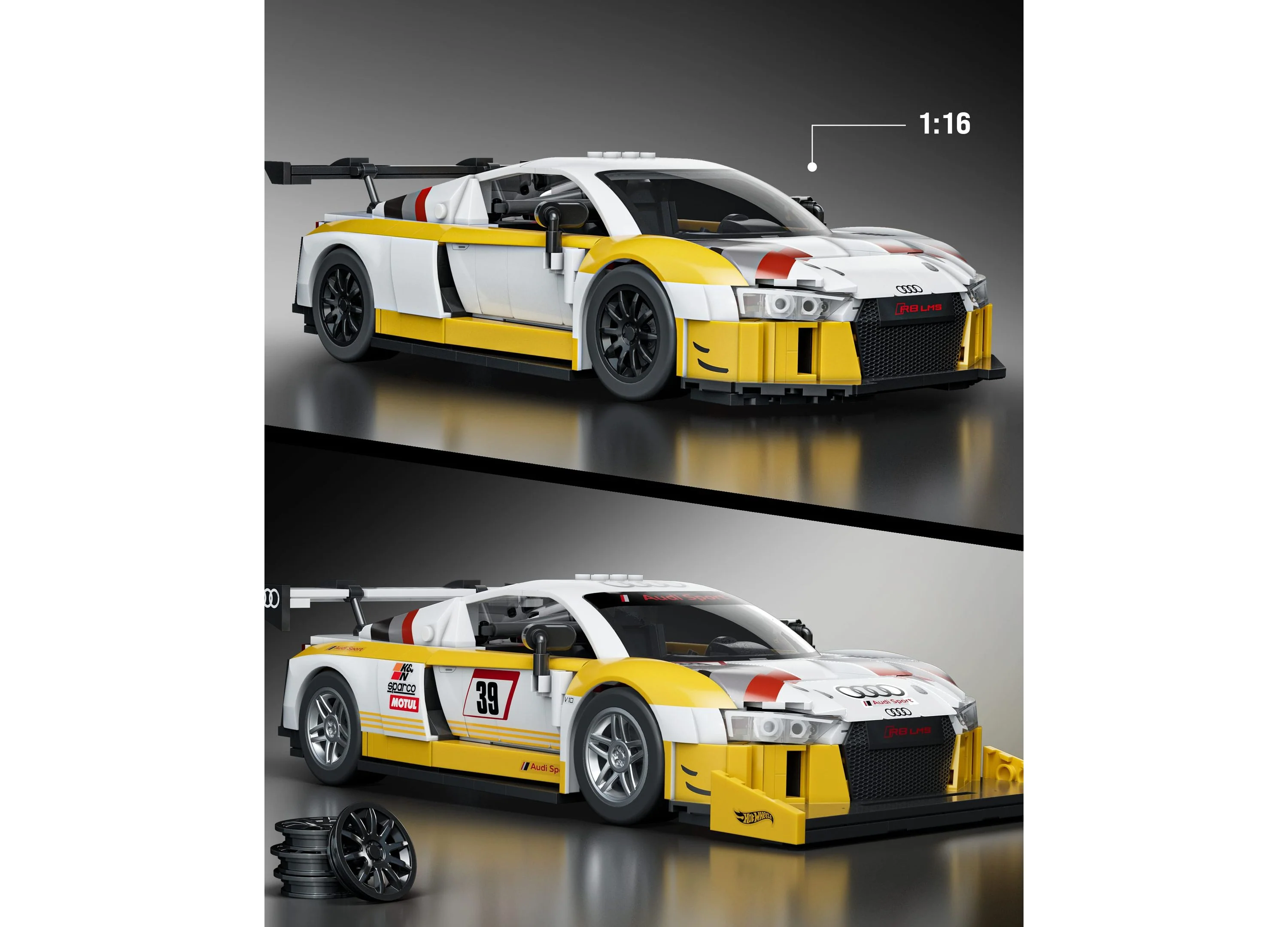 Mattel Brick Shop Hot Wheels '15 Audi R8 LMS Building Kit, 820 Pieces - Image 6
