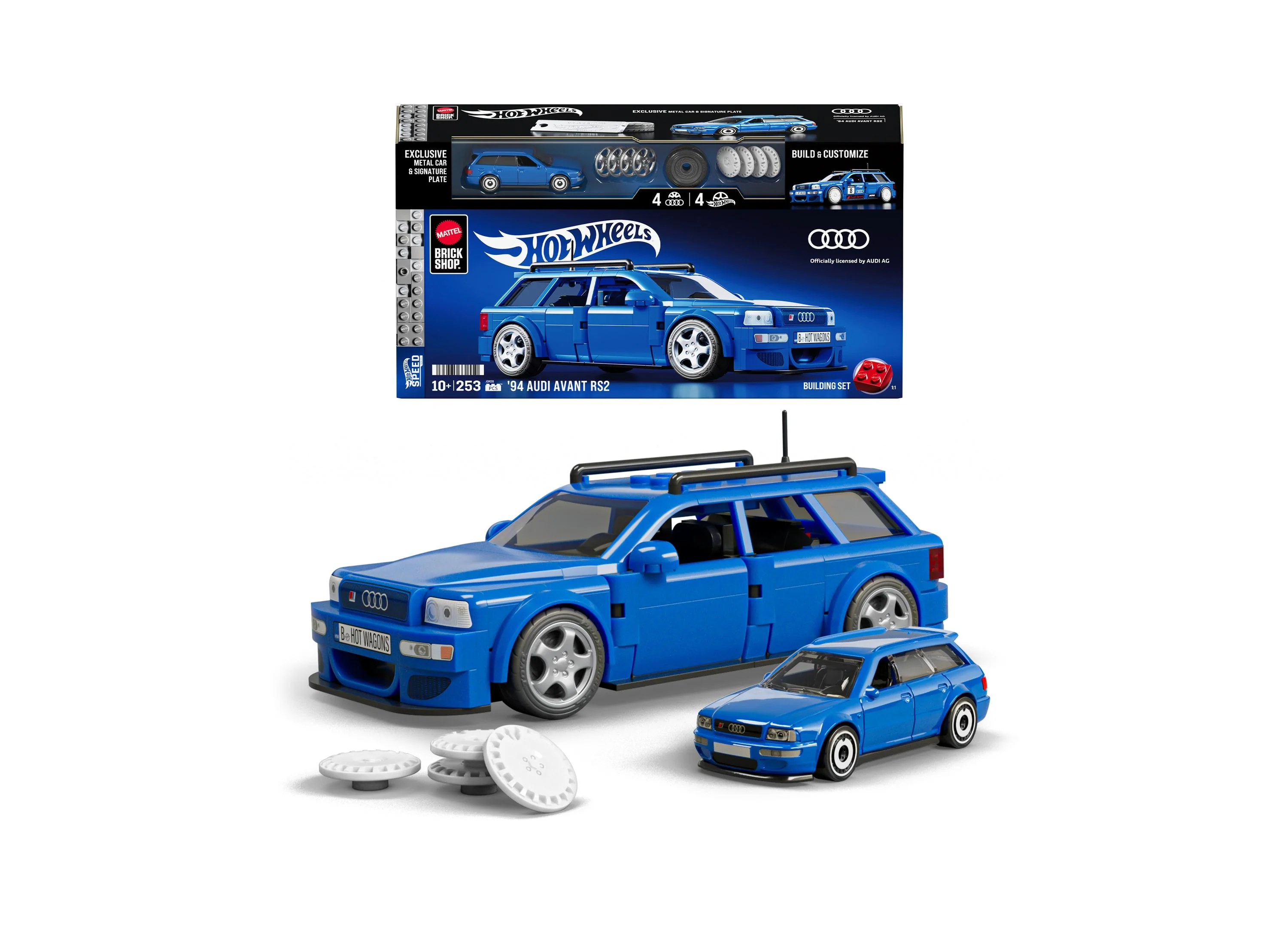 Hot Wheels Mattel Brick Shop '94 Audi Avant RS2 Building Kit, 253 Pieces