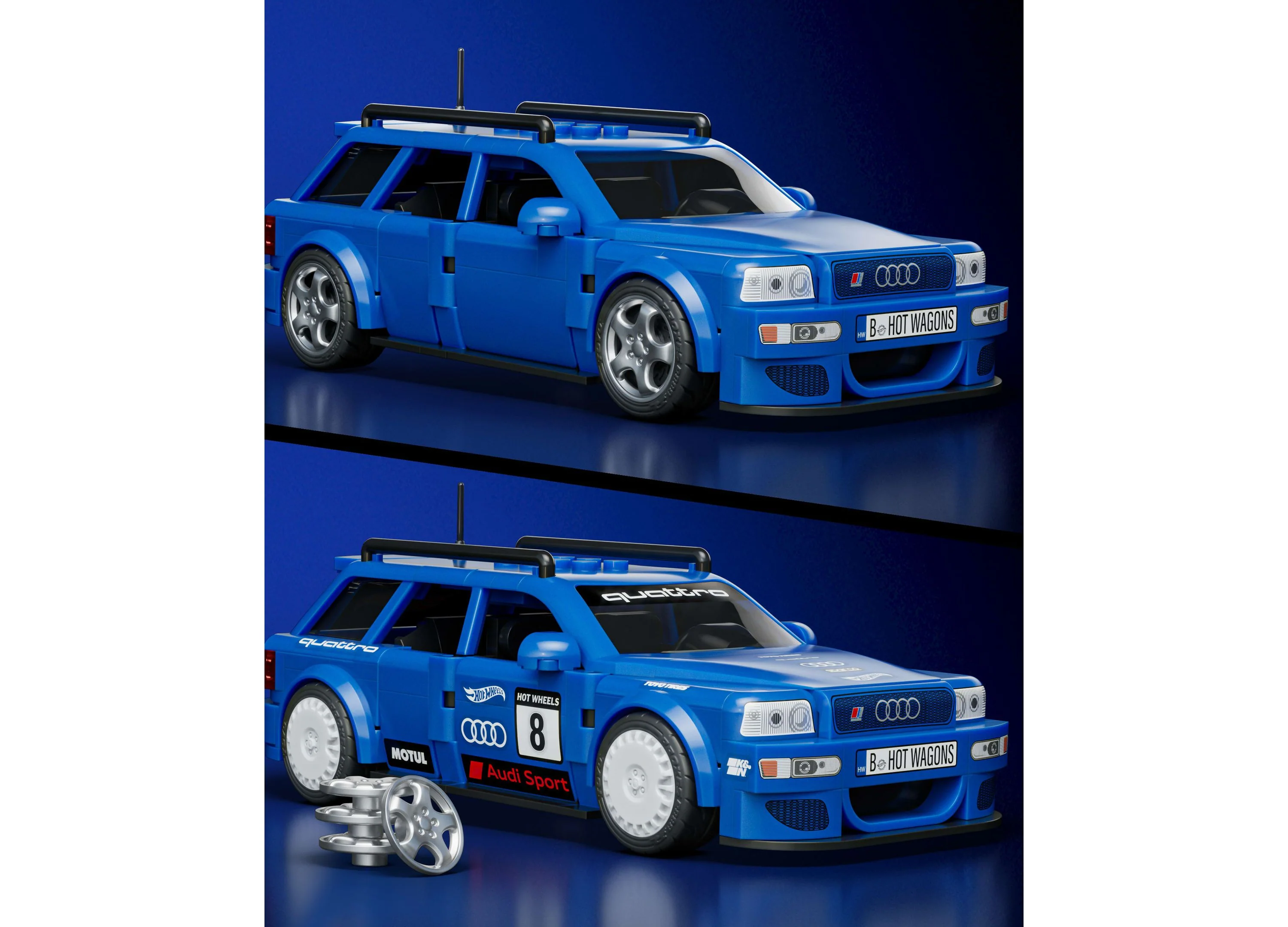 Hot Wheels Mattel Brick Shop '94 Audi Avant RS2 Building Kit, 253 Pieces - Image 3