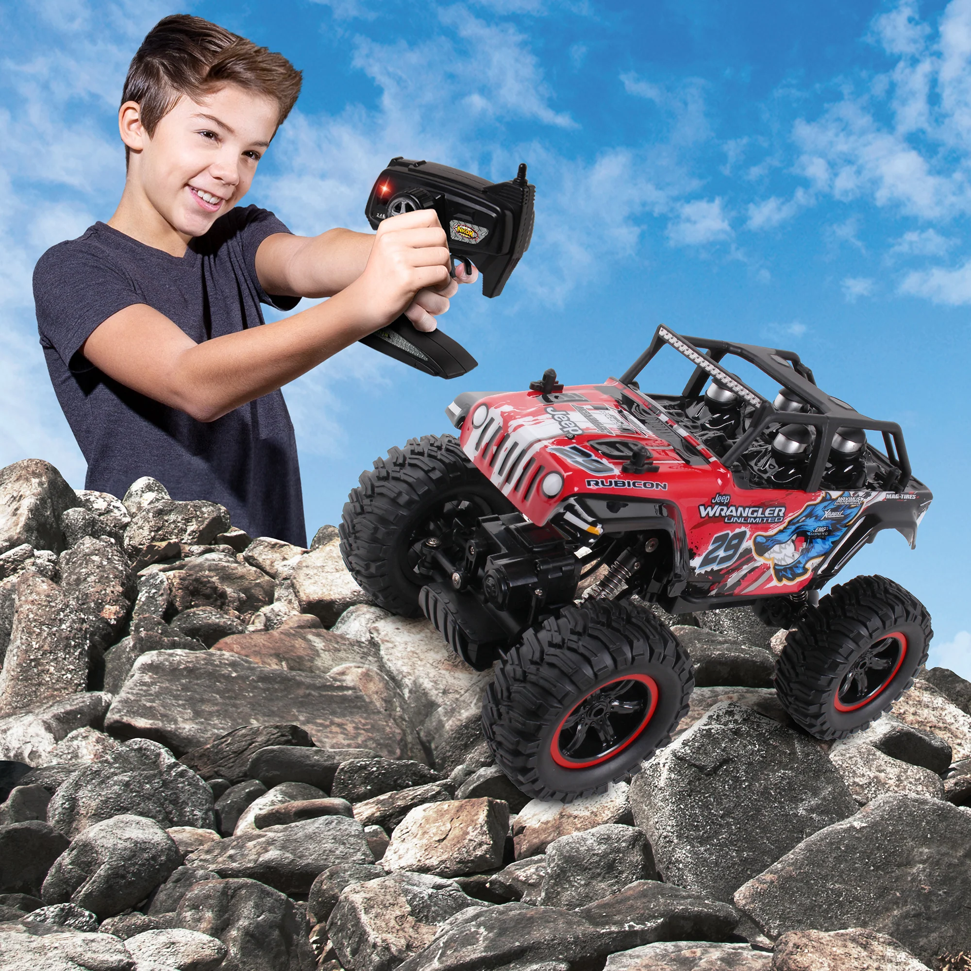 Mean Machines Radio Control 1:16 Jeep Wrangler Unlimited Rock Crawler - Black - Image 4