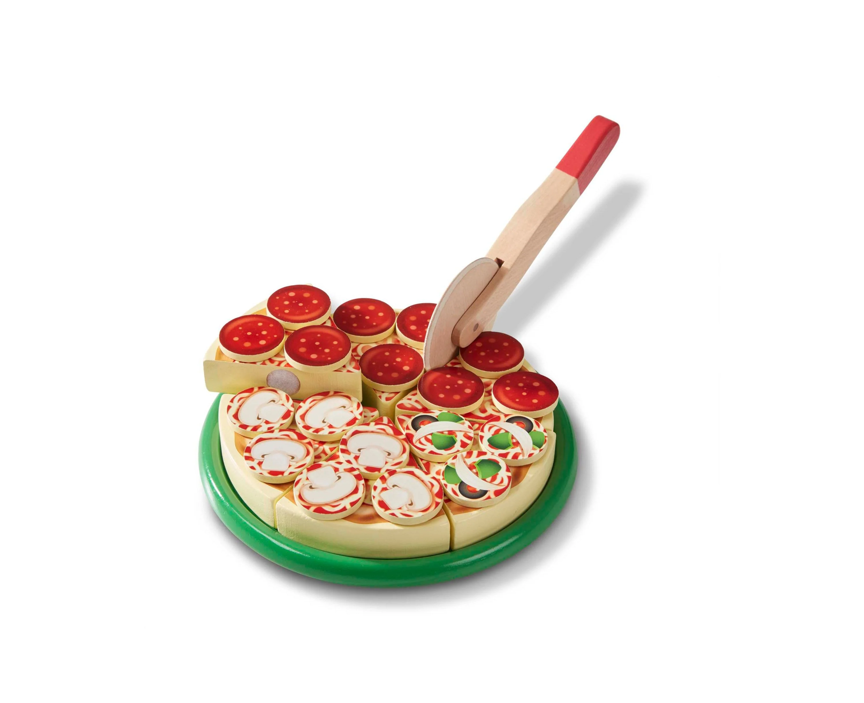 Melissa & Doug Pizza Party Wooden Play Food Set with Toppings - Image 3