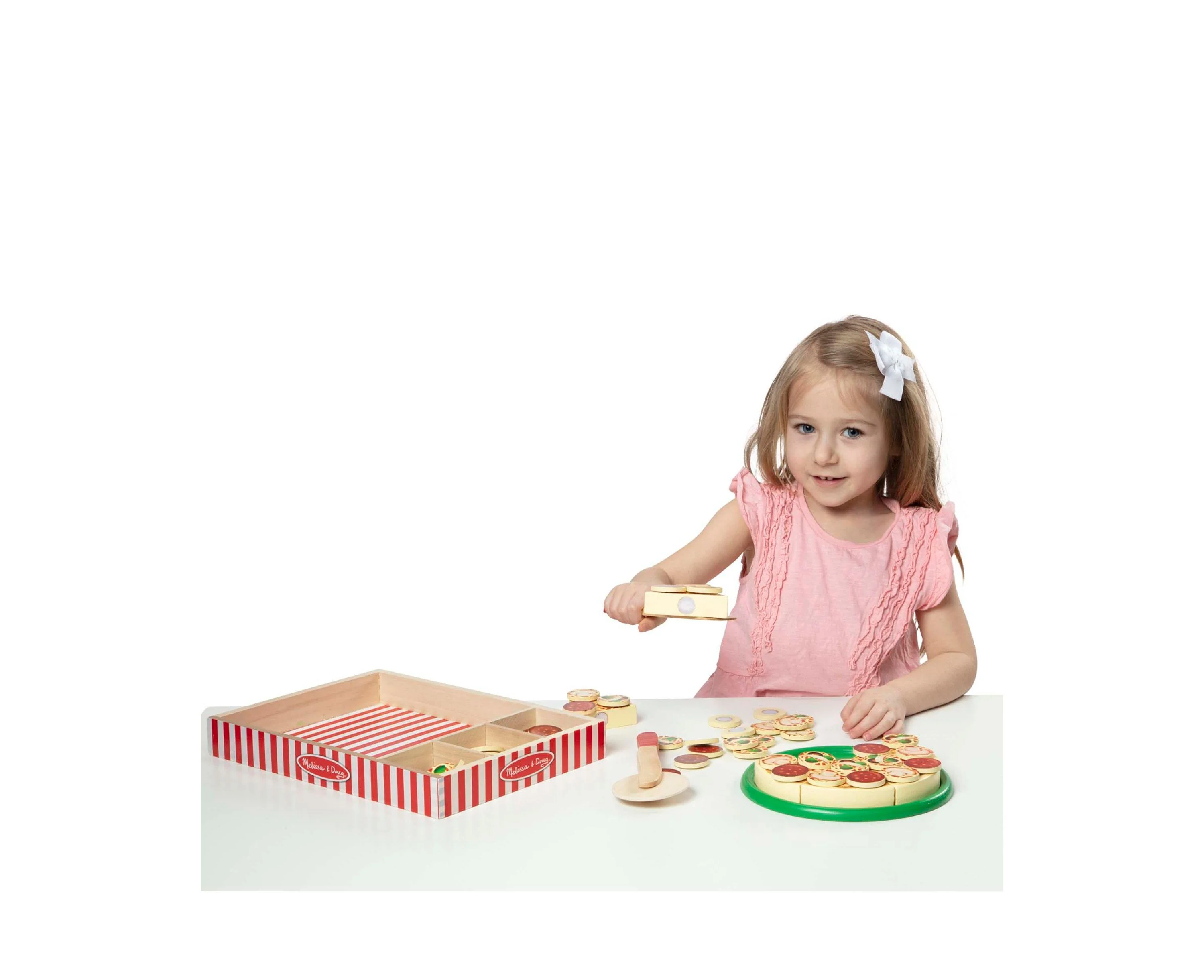 Melissa & Doug Pizza Party Wooden Play Food Set with Toppings - Image 4