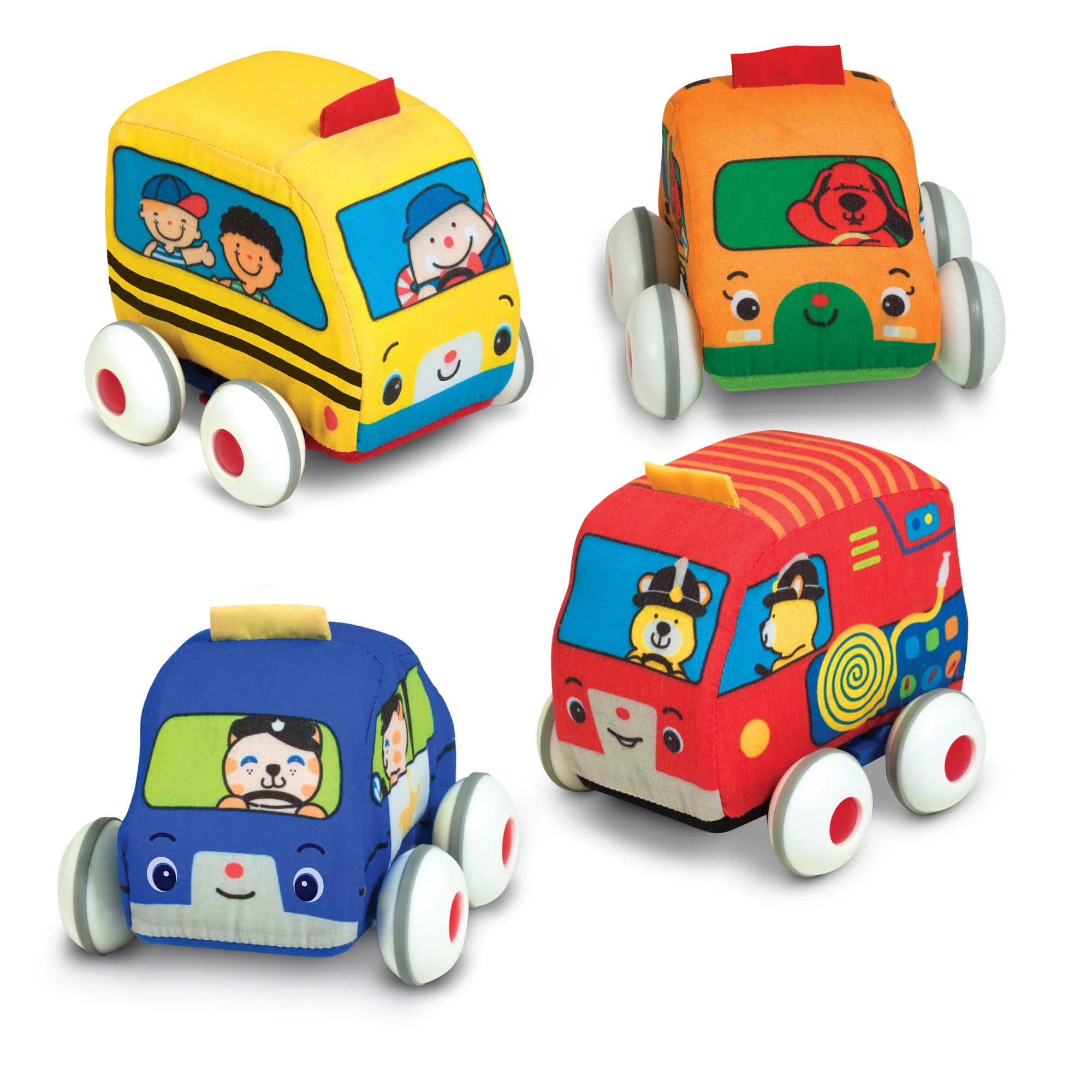 Melissa & Doug K's Kids Pull-Back Vehicle Set – Soft Baby Toy - Image 2