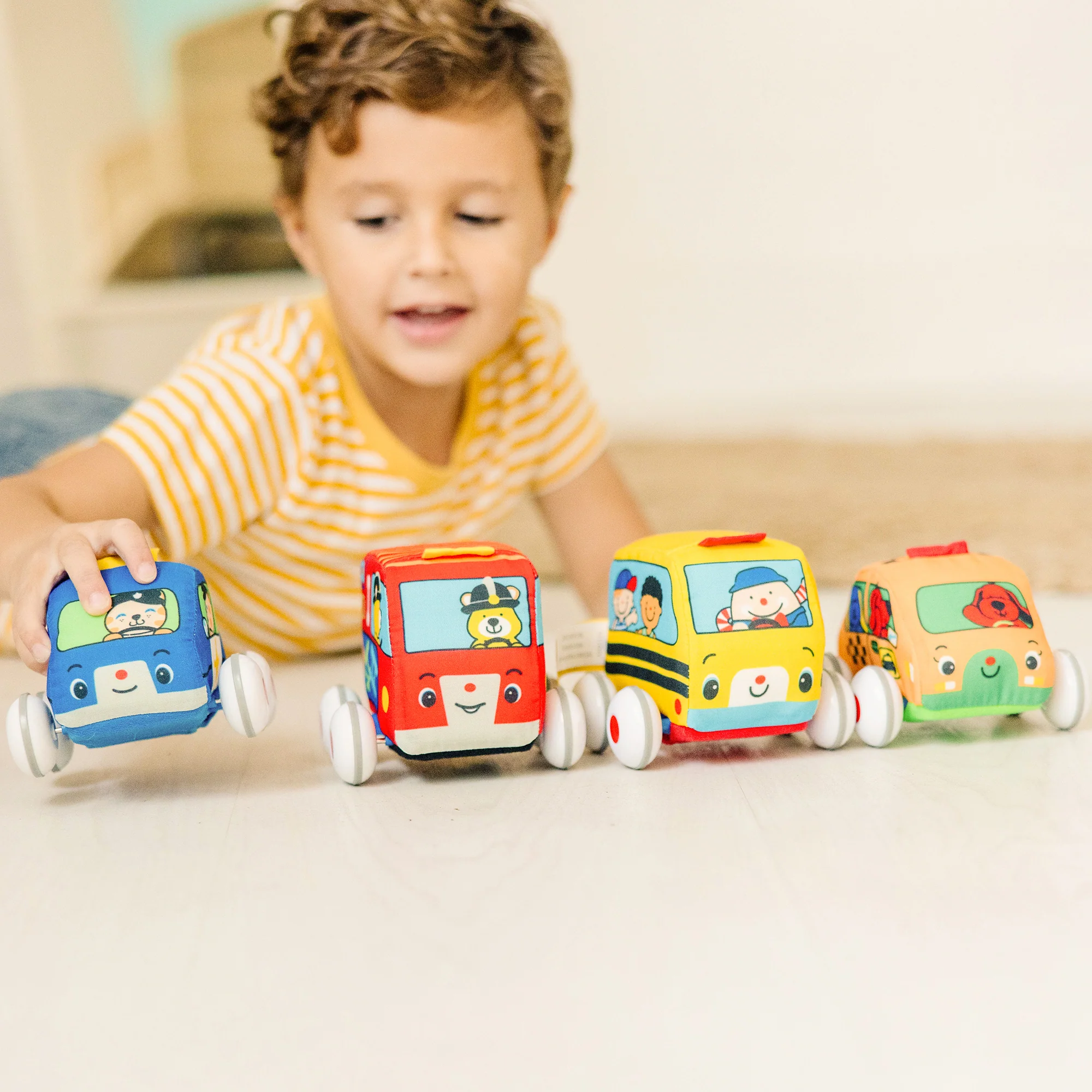 Melissa & Doug K's Kids Pull-Back Vehicle Set – Soft Baby Toy - Image 5