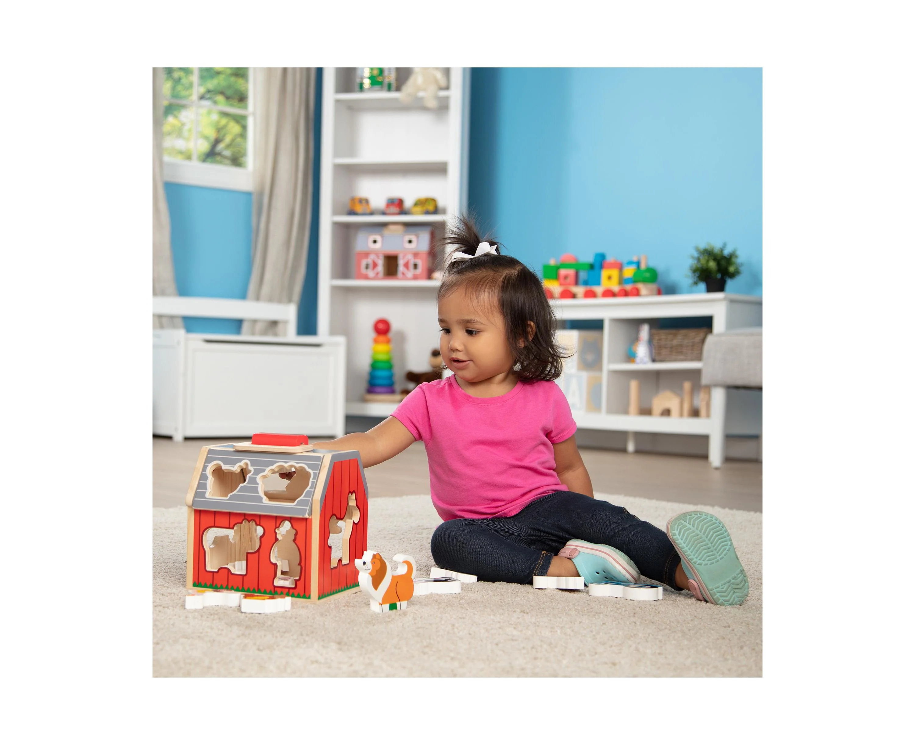 Melissa & Doug Take-Along Sorting Barn - 11-Piece Wooden Shape Sorter & Farm Playset For Ages 2+ - Image 5