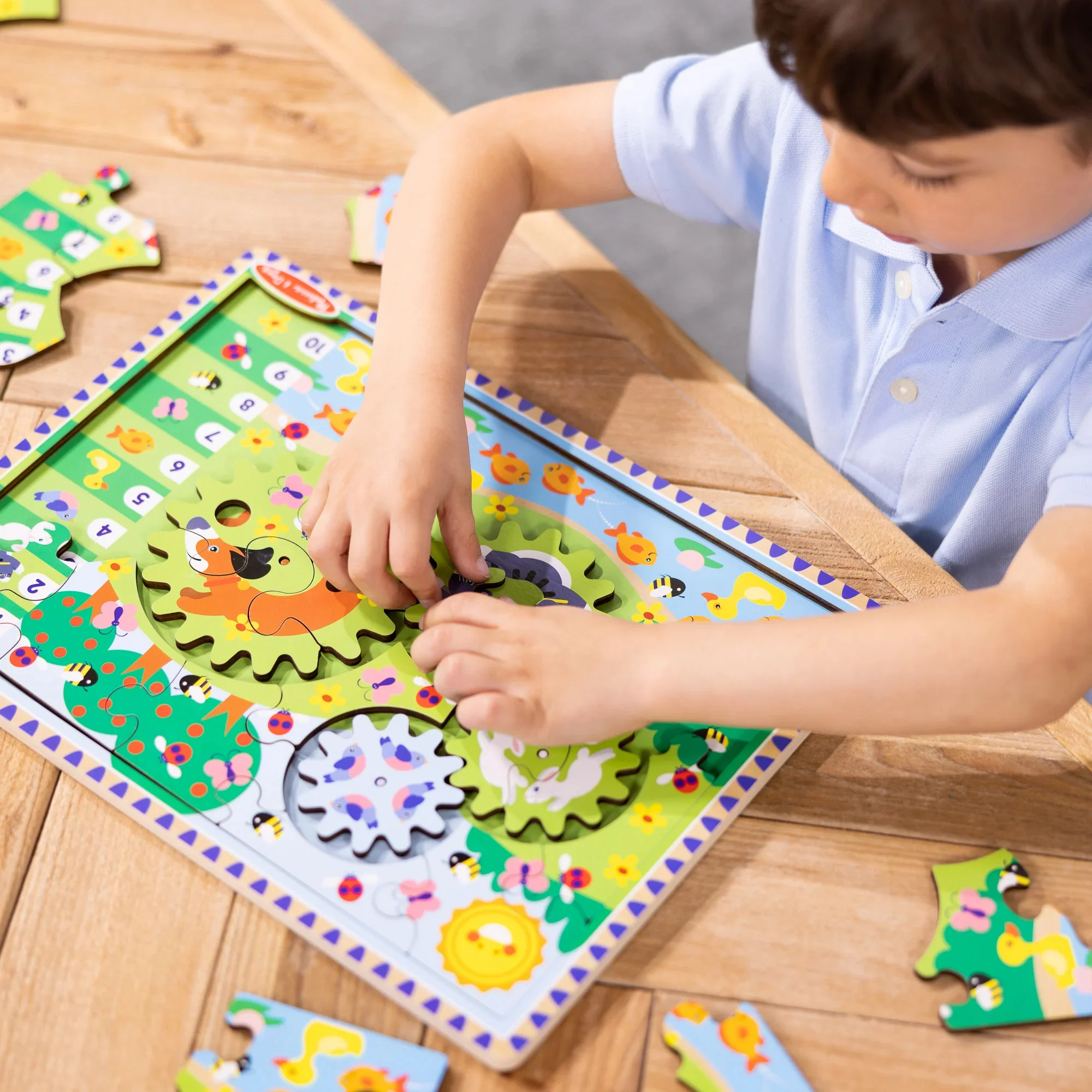 Melissa & Doug Animal Chase I-Spy Wooden Gear Puzzle - 24 pc - Image 5