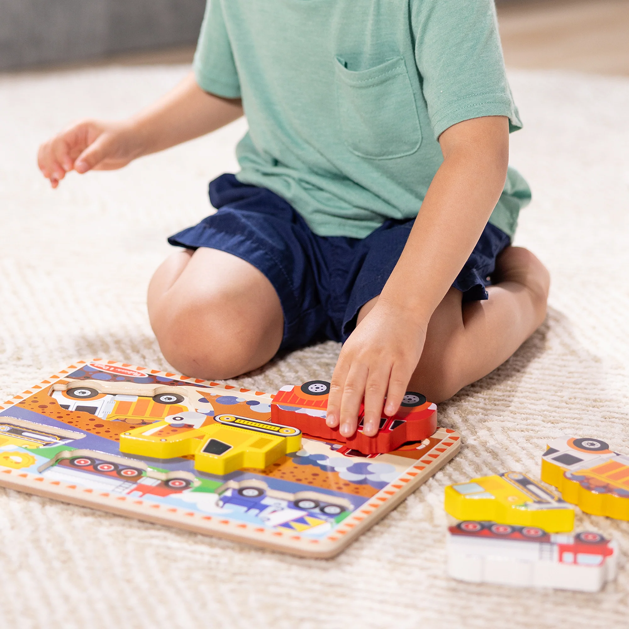Melissa & Doug Construction Vehicles 6-Piece Wooden Chunky Puzzle - Image 8