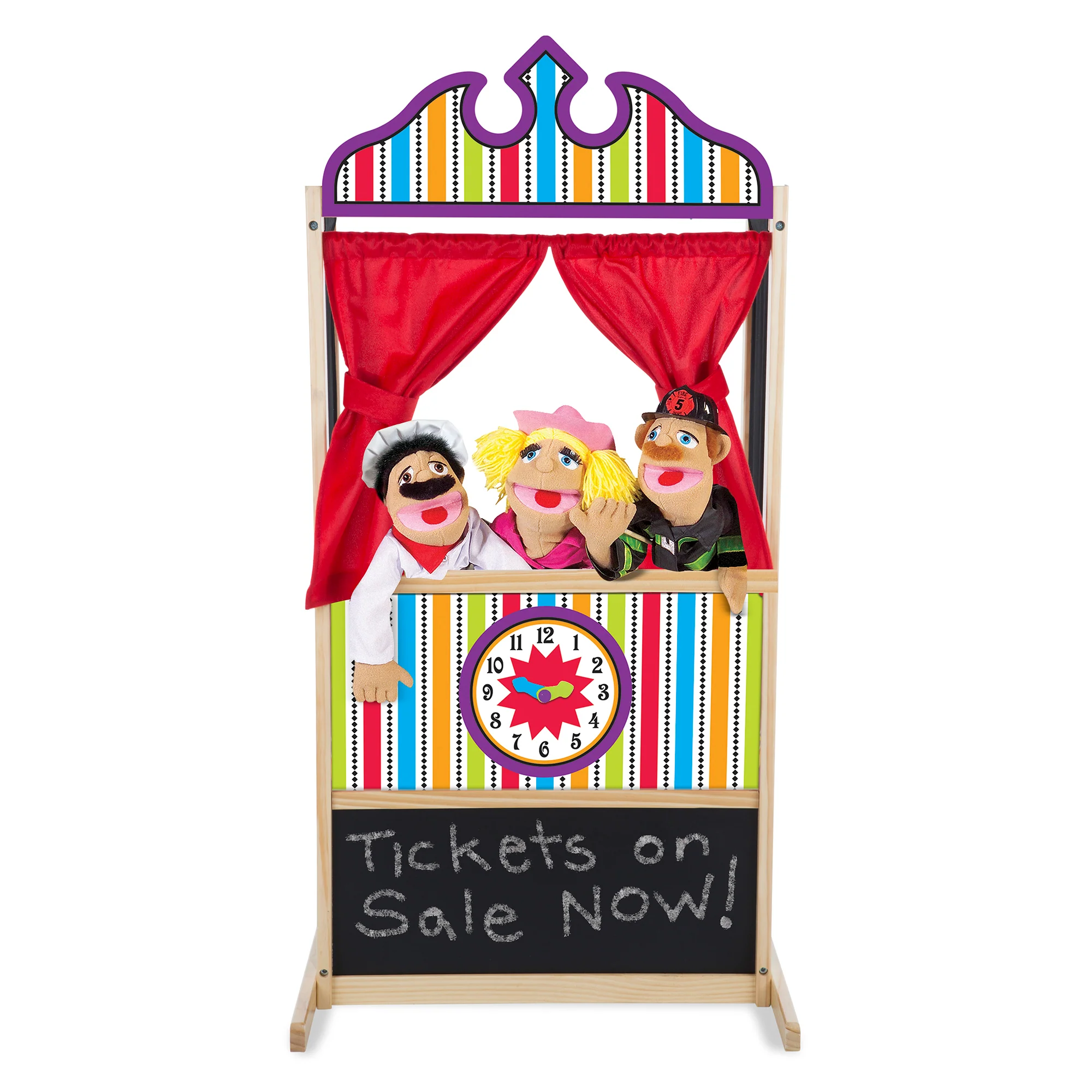 Melissa & Doug Deluxe Wooden Puppet Theater - Imaginative Play Stage - Image 3