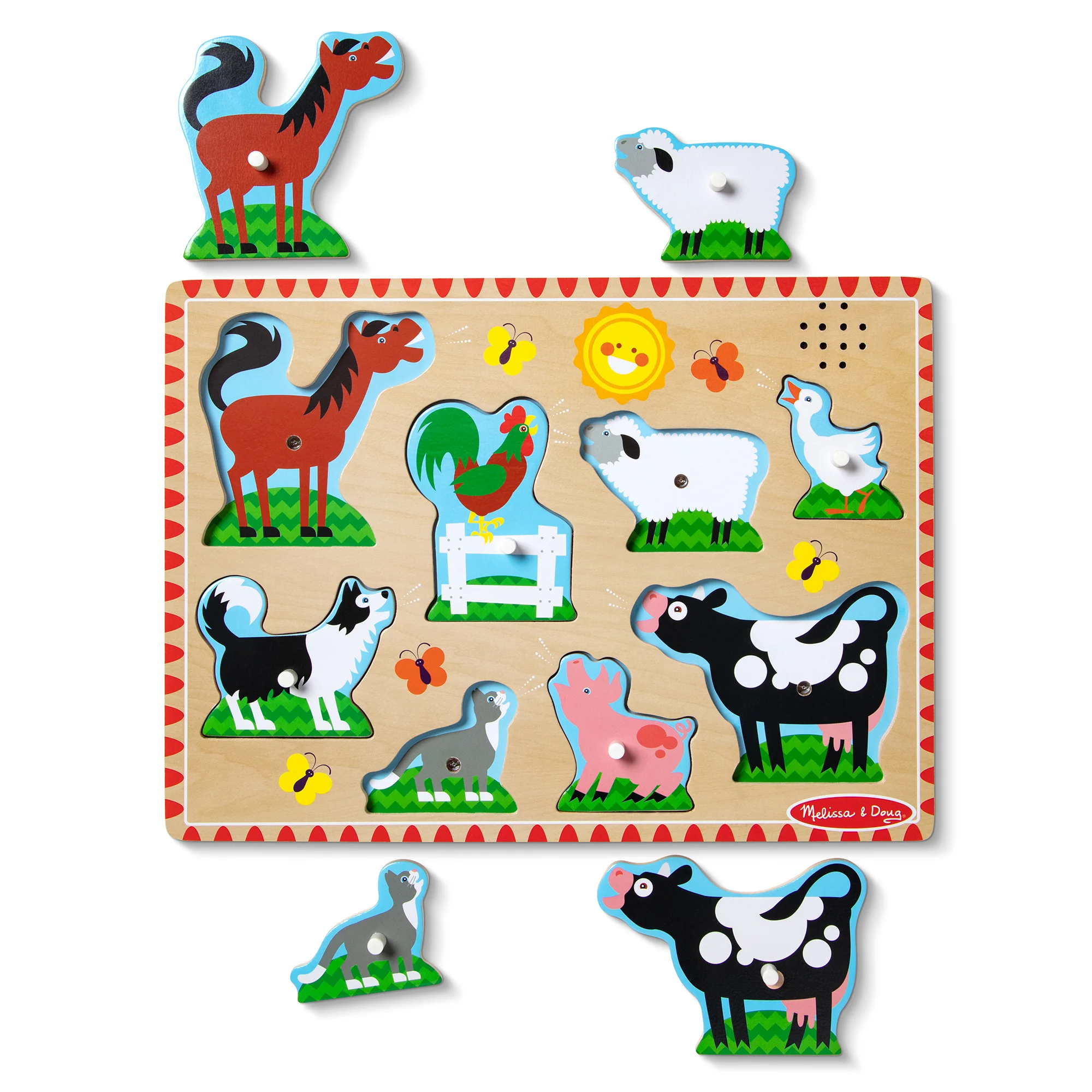 Melissa & Doug Farm Animals Sound Puzzle - 8-Piece Interactive Learning Toy - Image 3