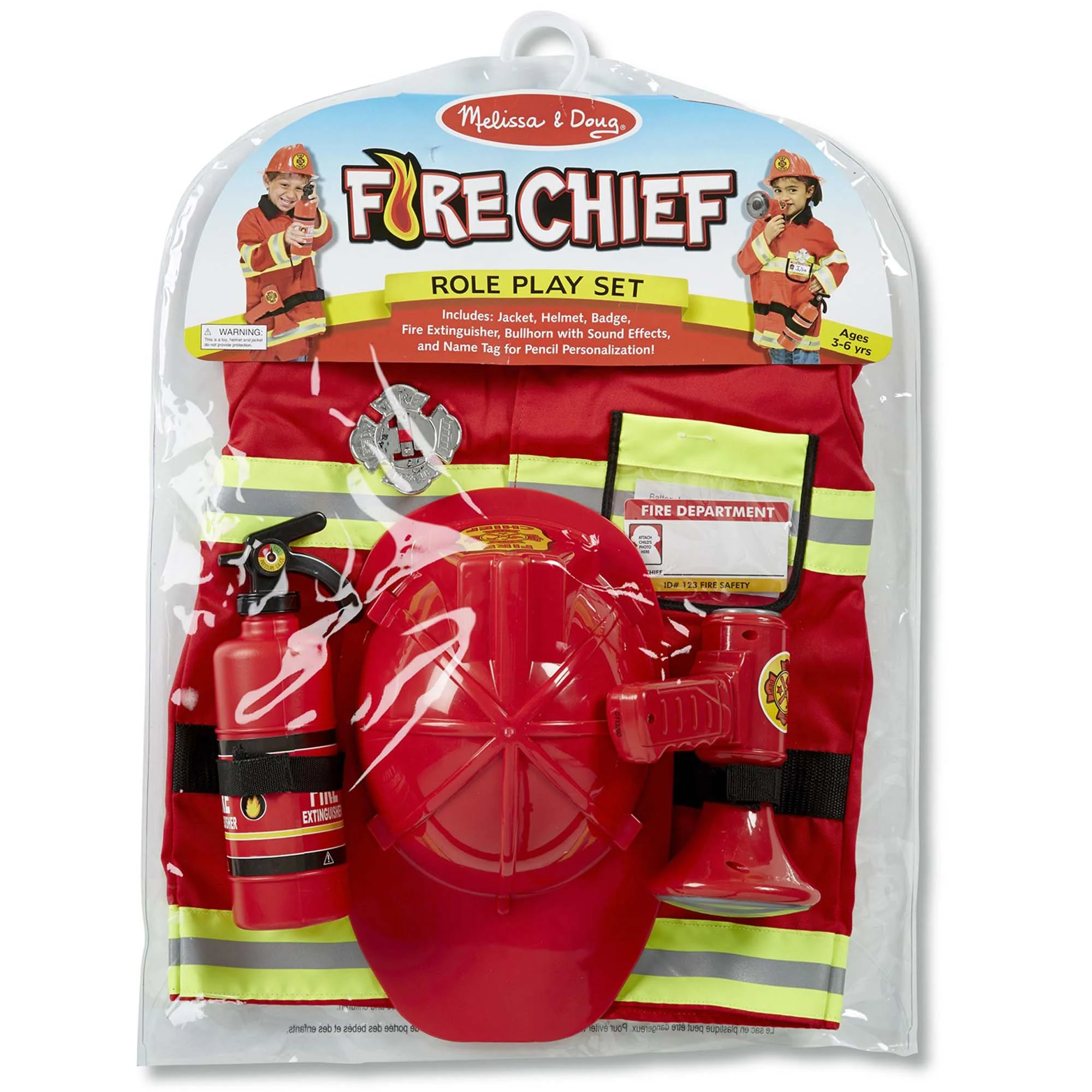 Melissa & Doug Fire Chief Role Play Costume Set - Reflective Red - Image 2