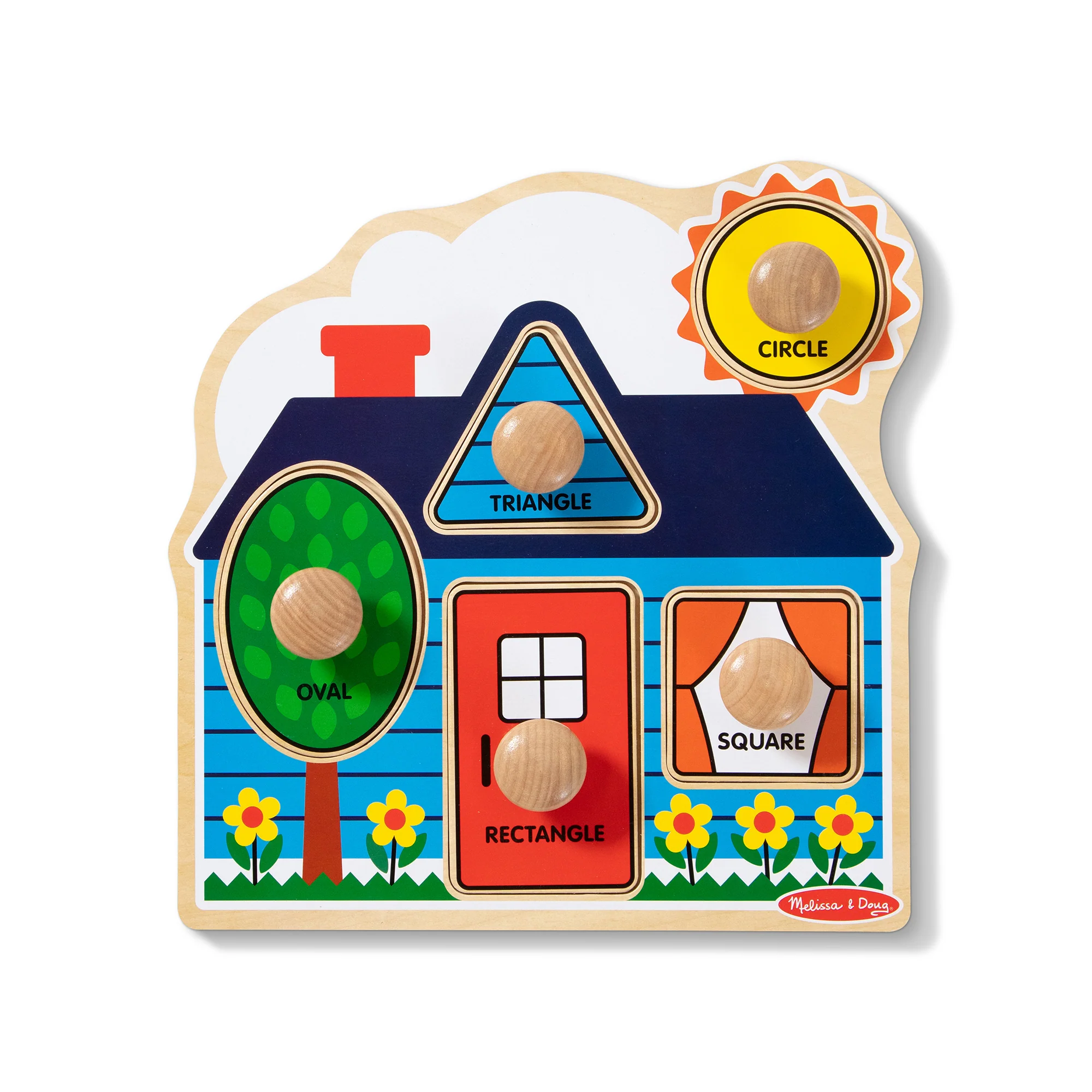 Melissa & Doug First Shapes Jumbo Knob Puzzle – Cabin & Cottage Theme - Image 2