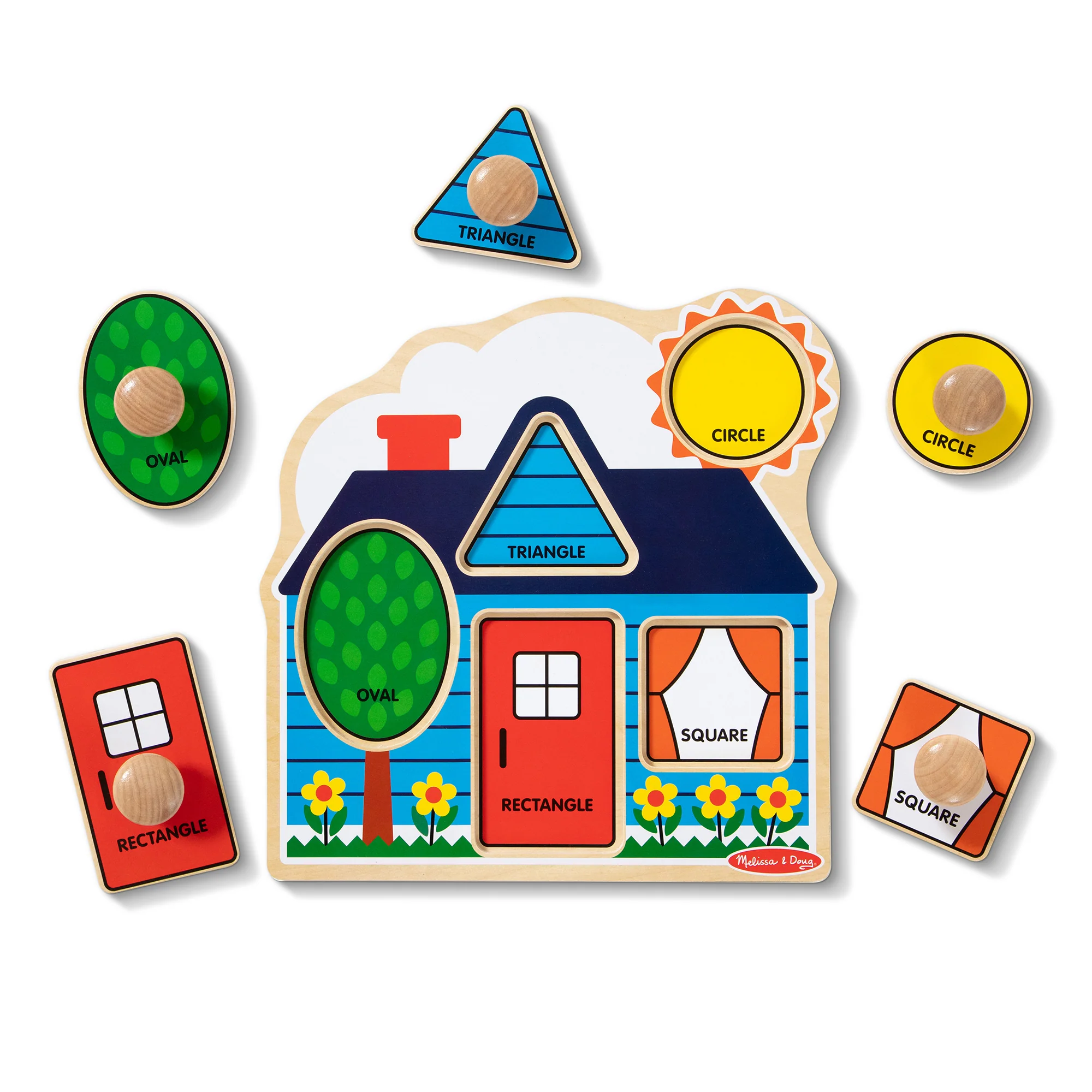 Melissa & Doug First Shapes Jumbo Knob Puzzle – Cabin & Cottage Theme - Image 3