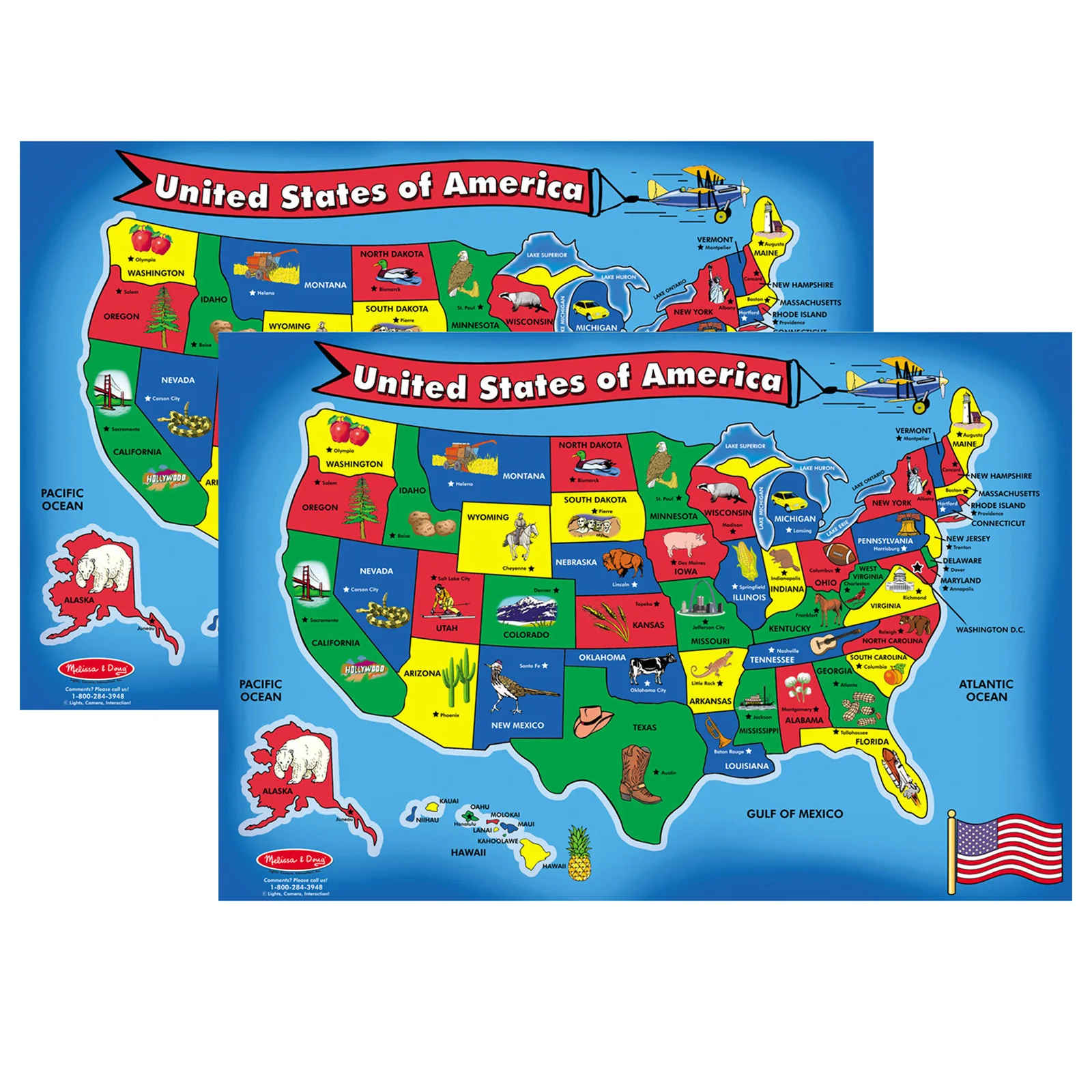 Melissa & Doug U.S. Map Floor Puzzle - 51 Pieces, 2 Pack
