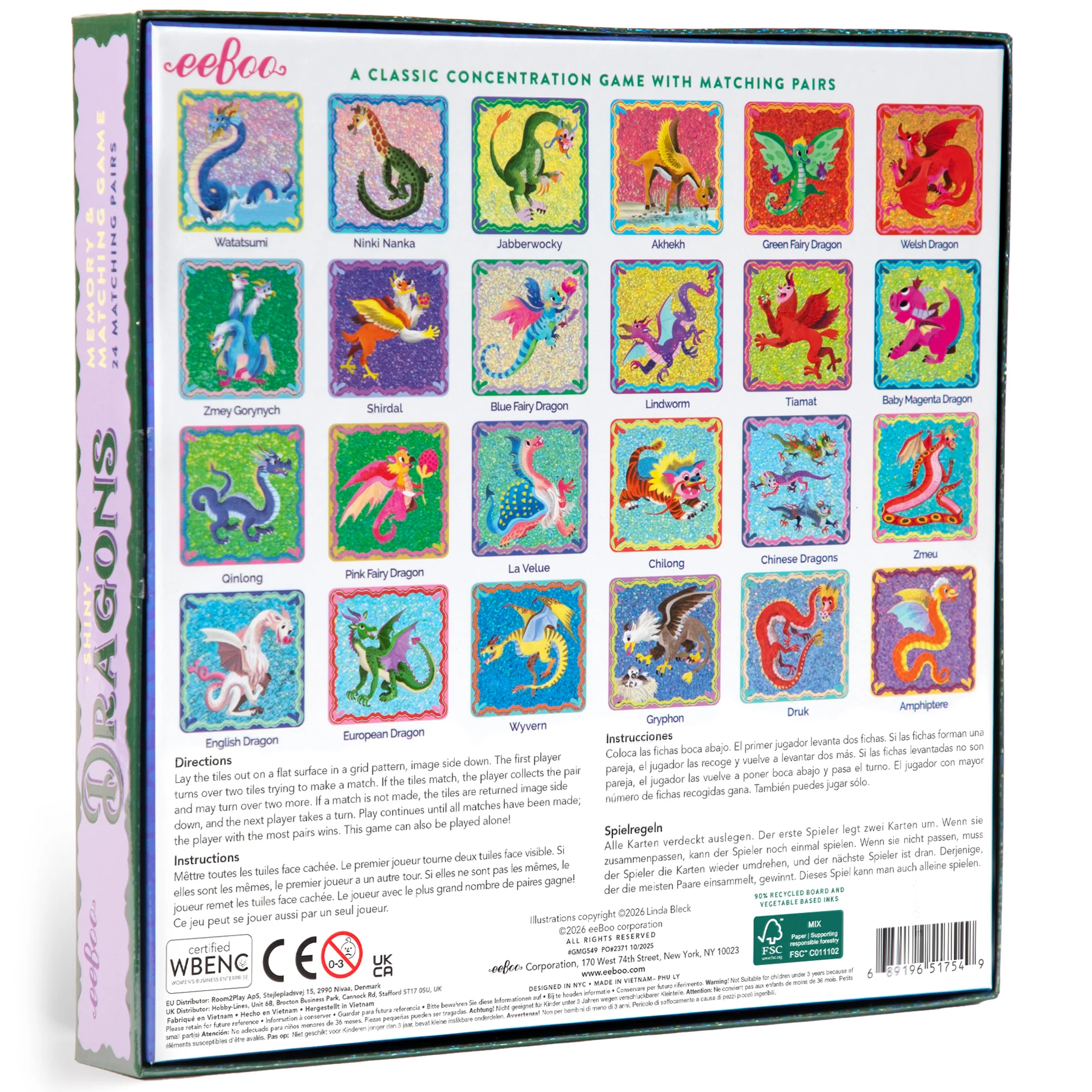 eeBoo Shiny Dragons Memory & Matching Game With Foil-Embellished Tiles - Image 2